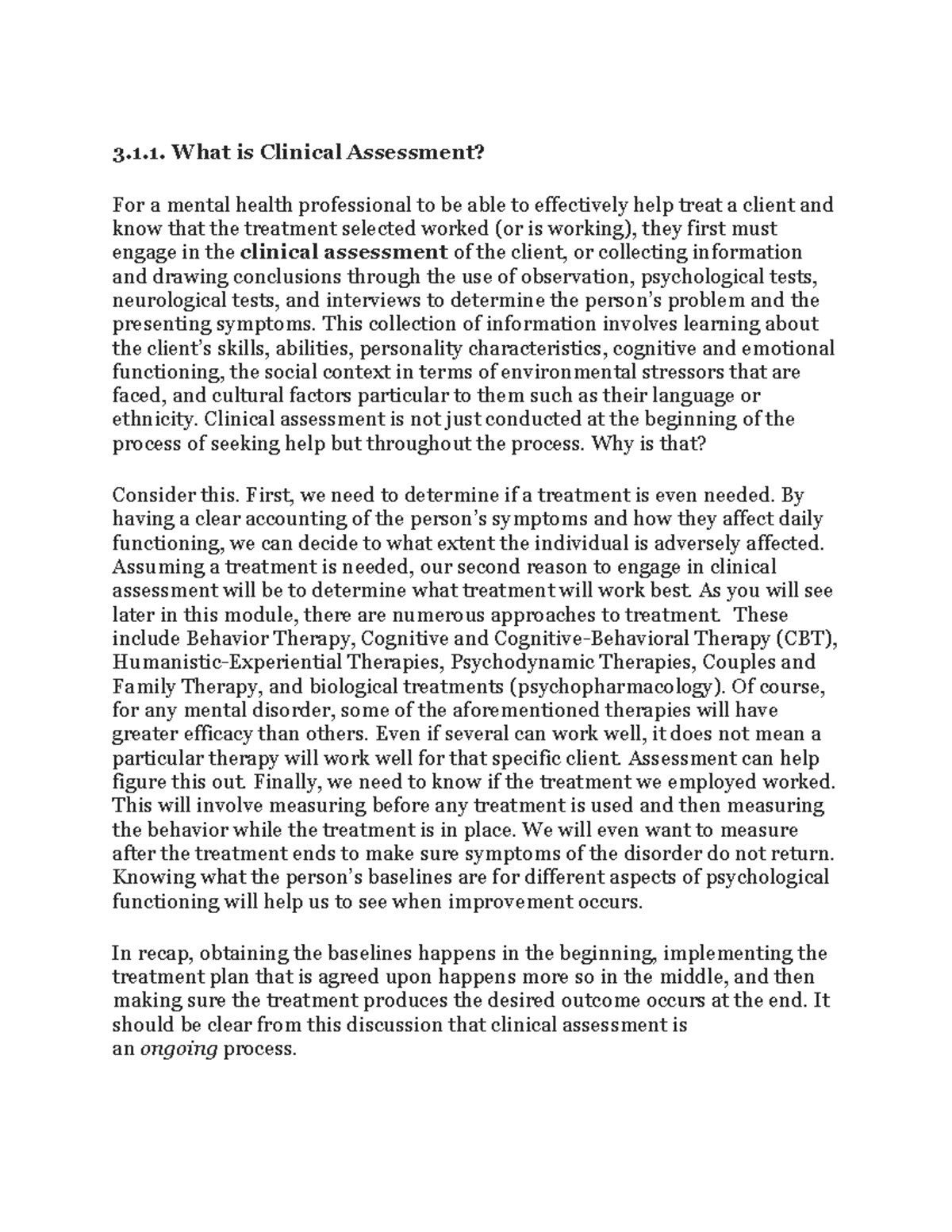 Clinical Assessment Overview: Key Concepts & Methods in Mental Health ...