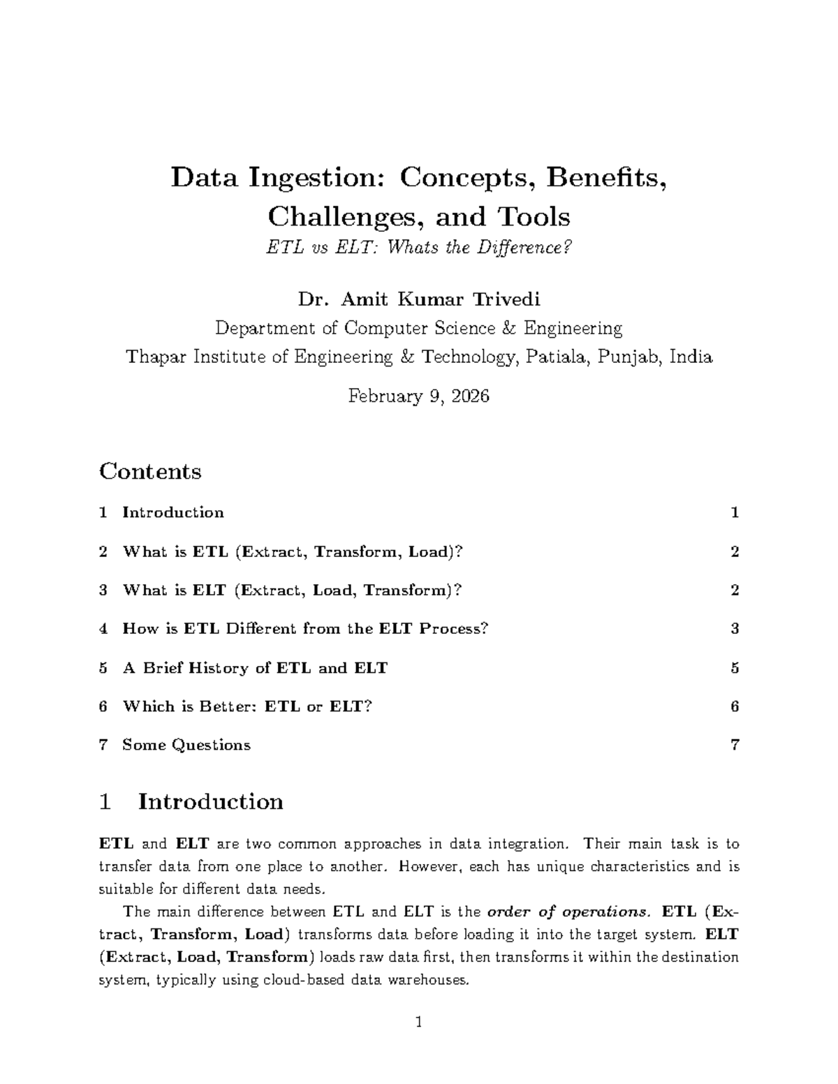 Unit-2: ETL vs ELT - Key Concepts, Benefits, and Challenges - Studocu