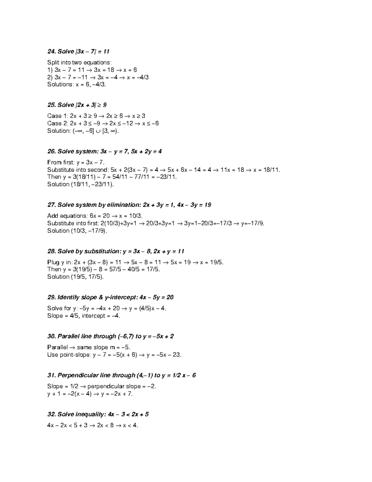 MATH1511 Study Guide: Equations, Systems, and Inequalities - Studocu