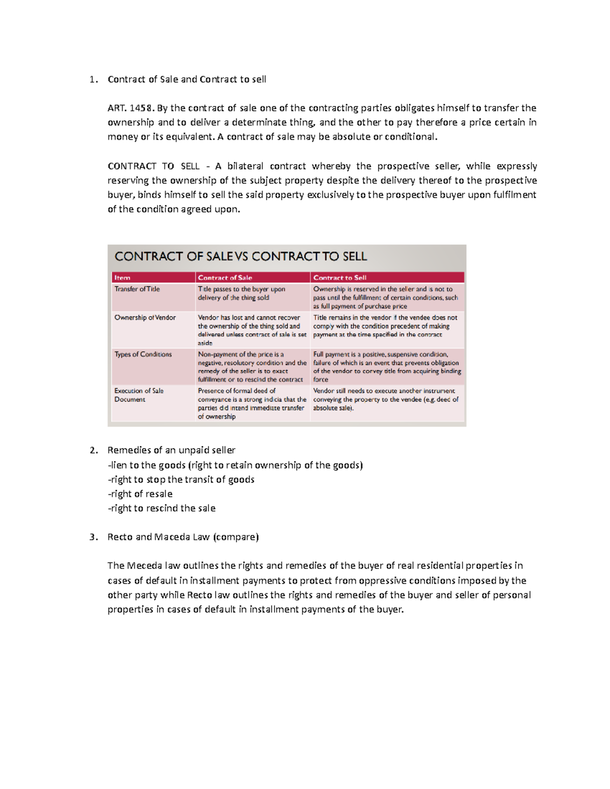 Contract Law Exam Review - Key Notes and Concepts - Studocu