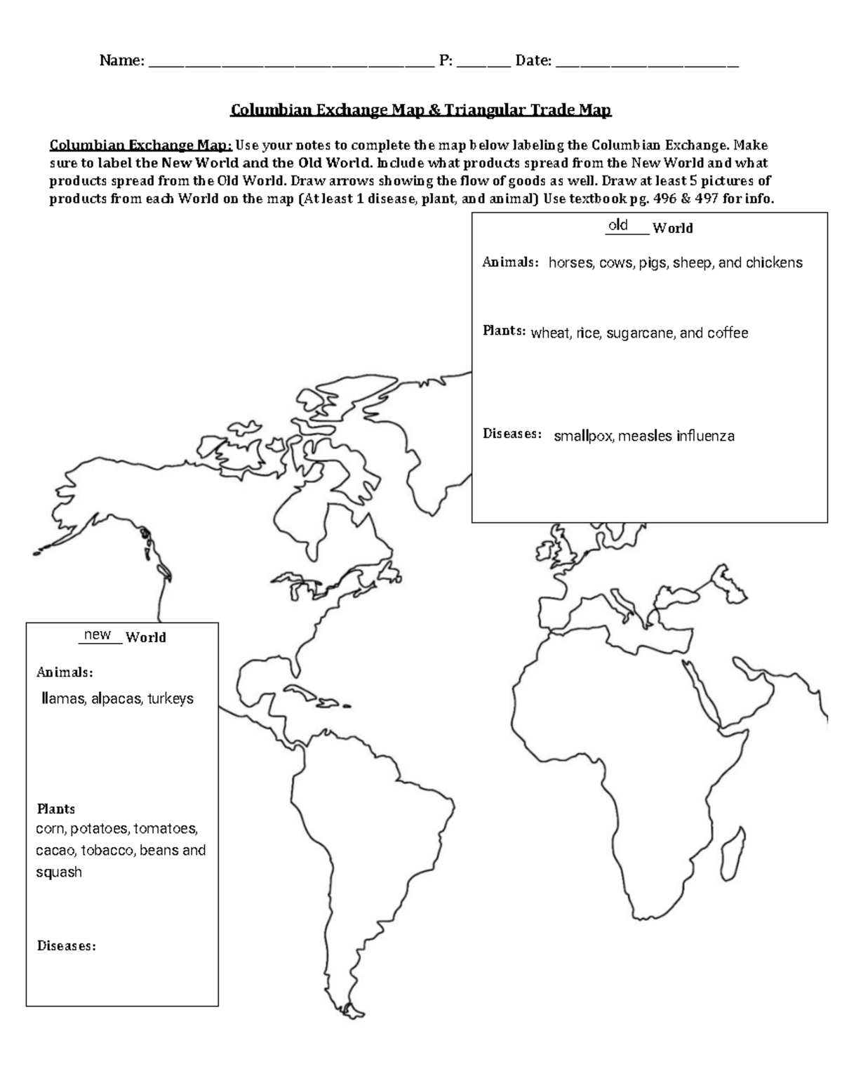 Columbian Exchange & Triangular Trade Map (P: Damian Baltazar Marquez ...