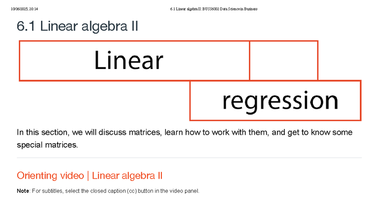 6.1 Linear Algebra II: BUSS6002 Data Science in Business Notes - Studocu