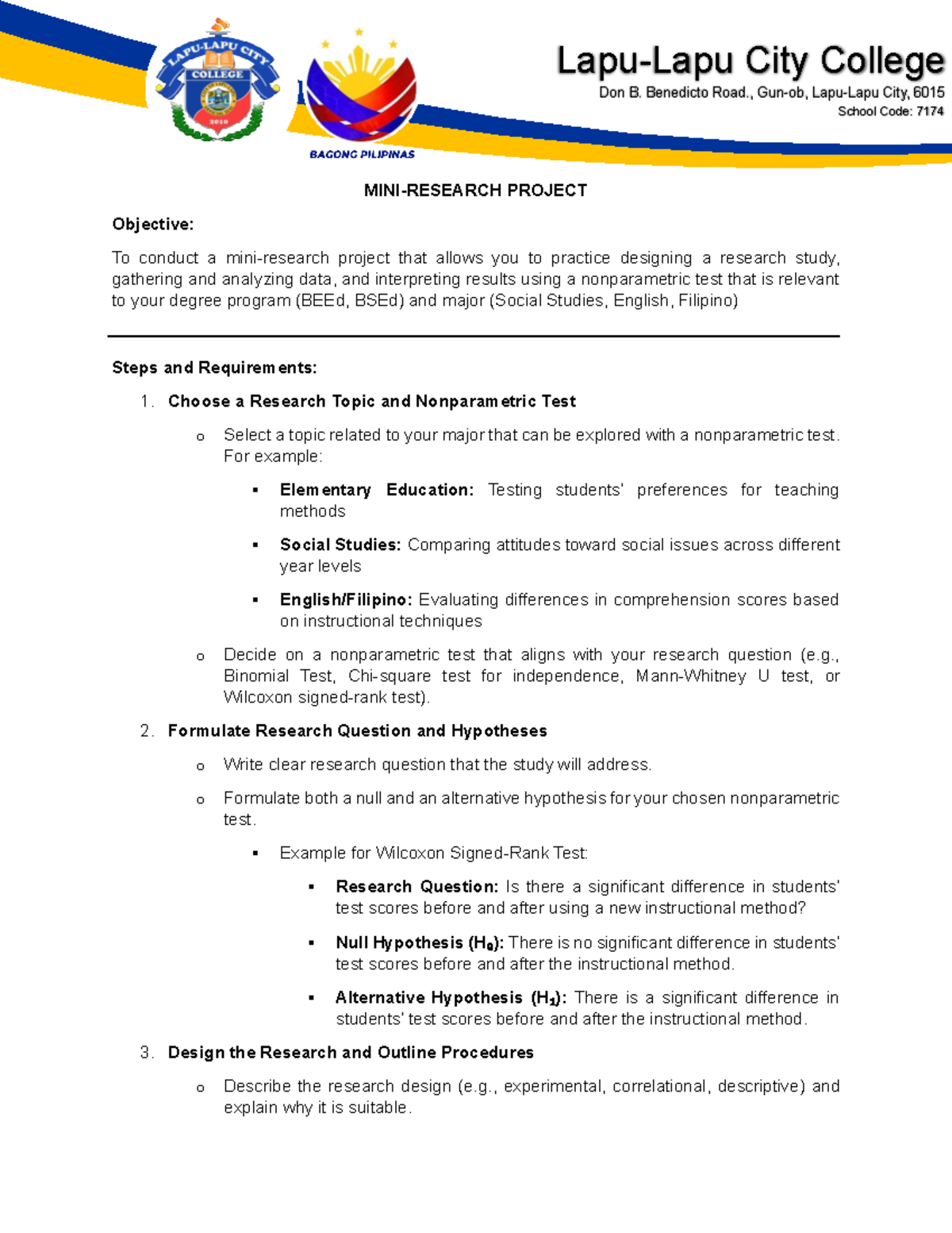 Mini-Research-Project - Lapu-Lapu City College Don B. Benedicto Road ...