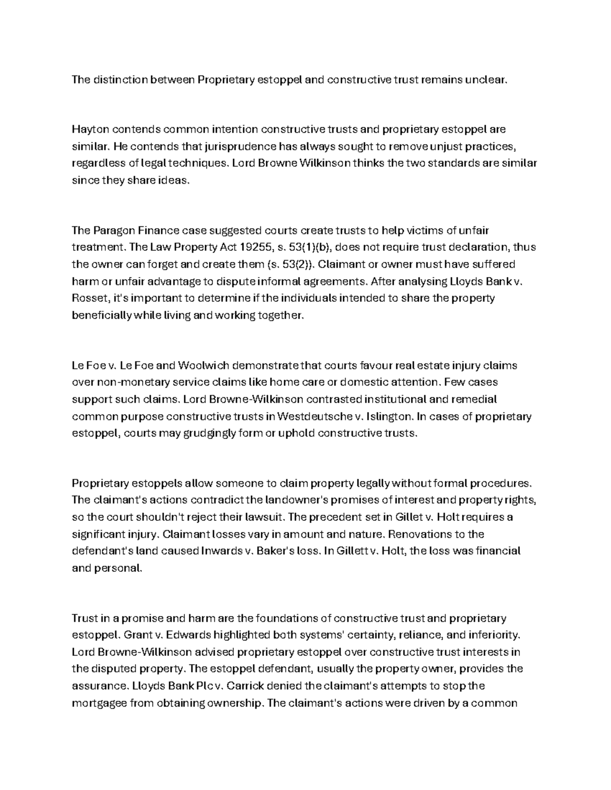 P.E. and C. - Lecture Notes on Proprietary Estoppel vs. Constructive ...