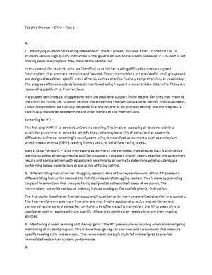 Task 1 C730 - Task 1 - Kodi Haradon Task 1 Secondary Reading ...