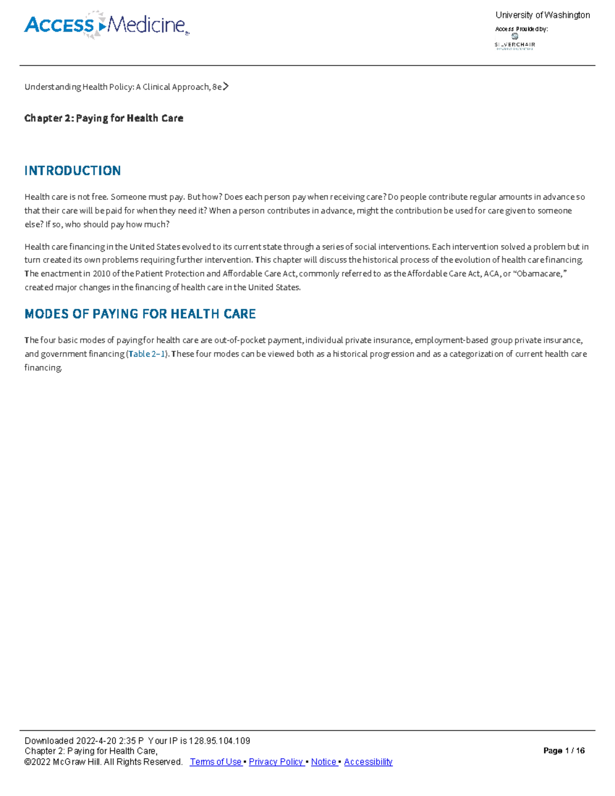 Chapter 2: Financing Health Care in the U.S. - Insights & Trends - Studocu