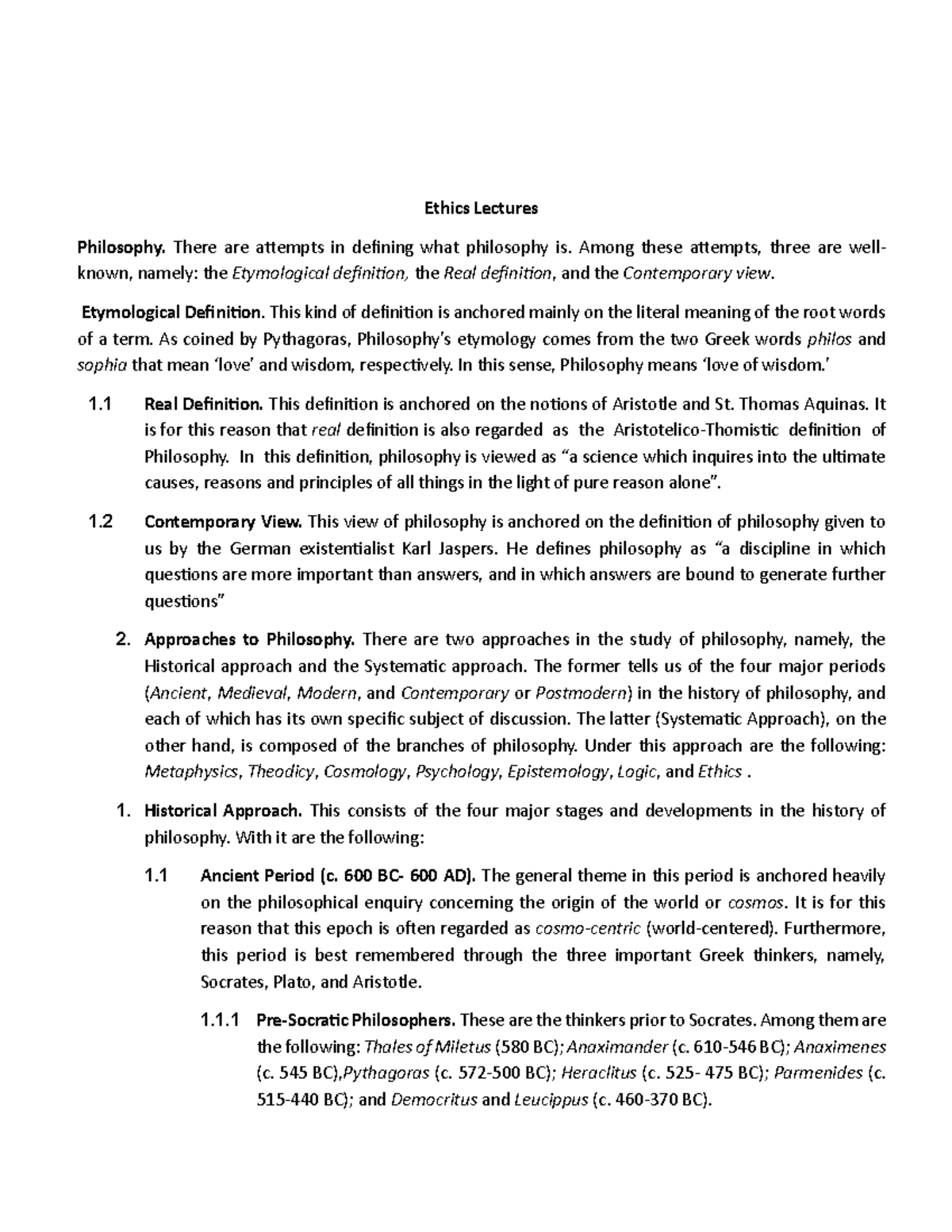 Ethics Lecture Notes - PHIL 2B: Understanding Philosophy Concepts - Studocu