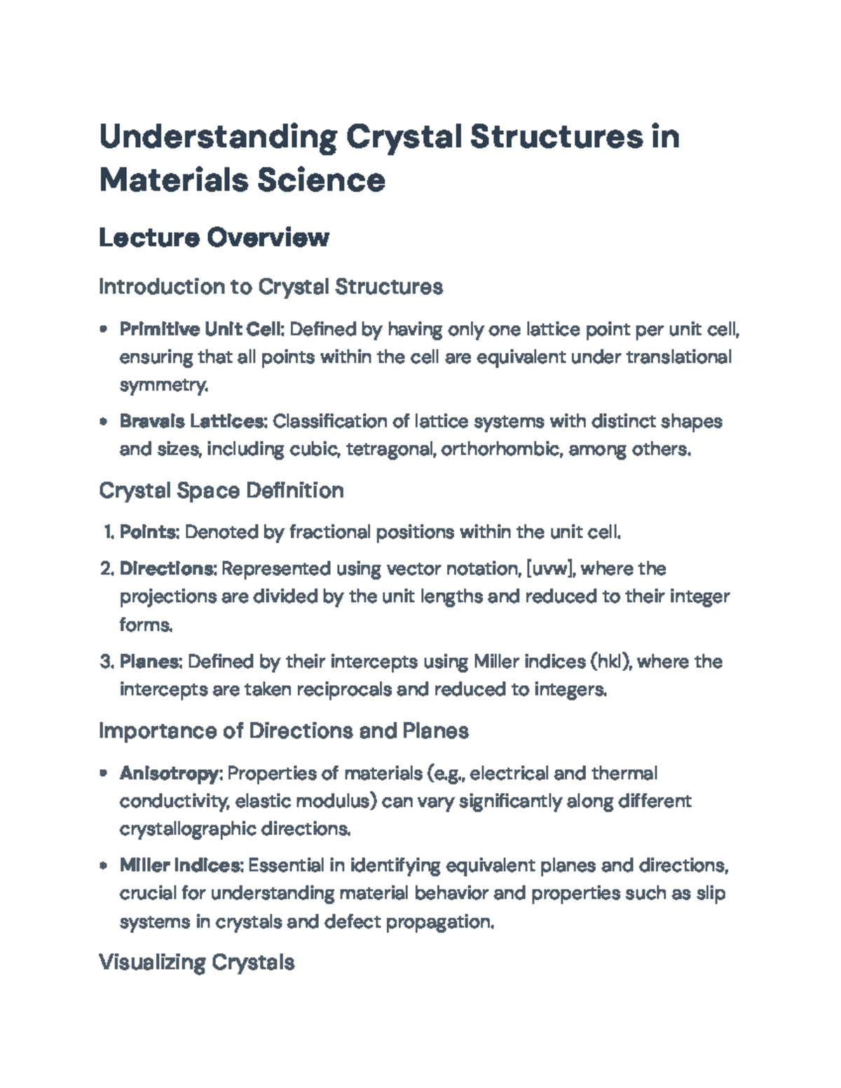 Understanding Crystal Structures in Materials Science (ENGR 201 ...