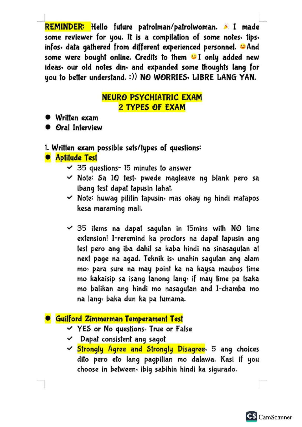 Neuro Psychiatric Exam Tips & Practice Test Review - Studocu