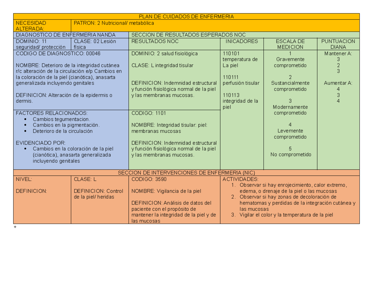 Plan de Cuidados de Enfermería: Deterioro de la Integridad Cutánea