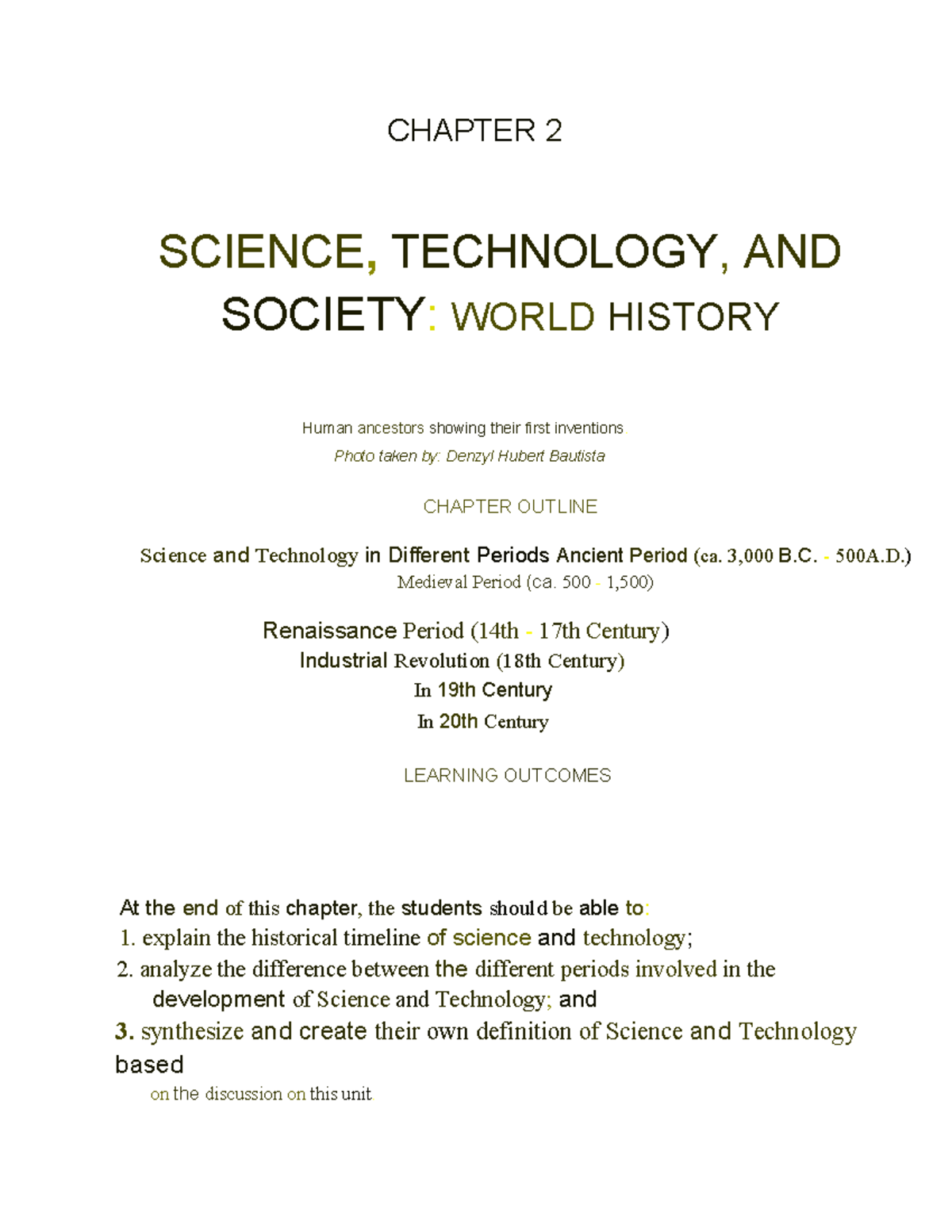 C2 CHAPTER 2: Science, Technology, and Society in World History - Studocu