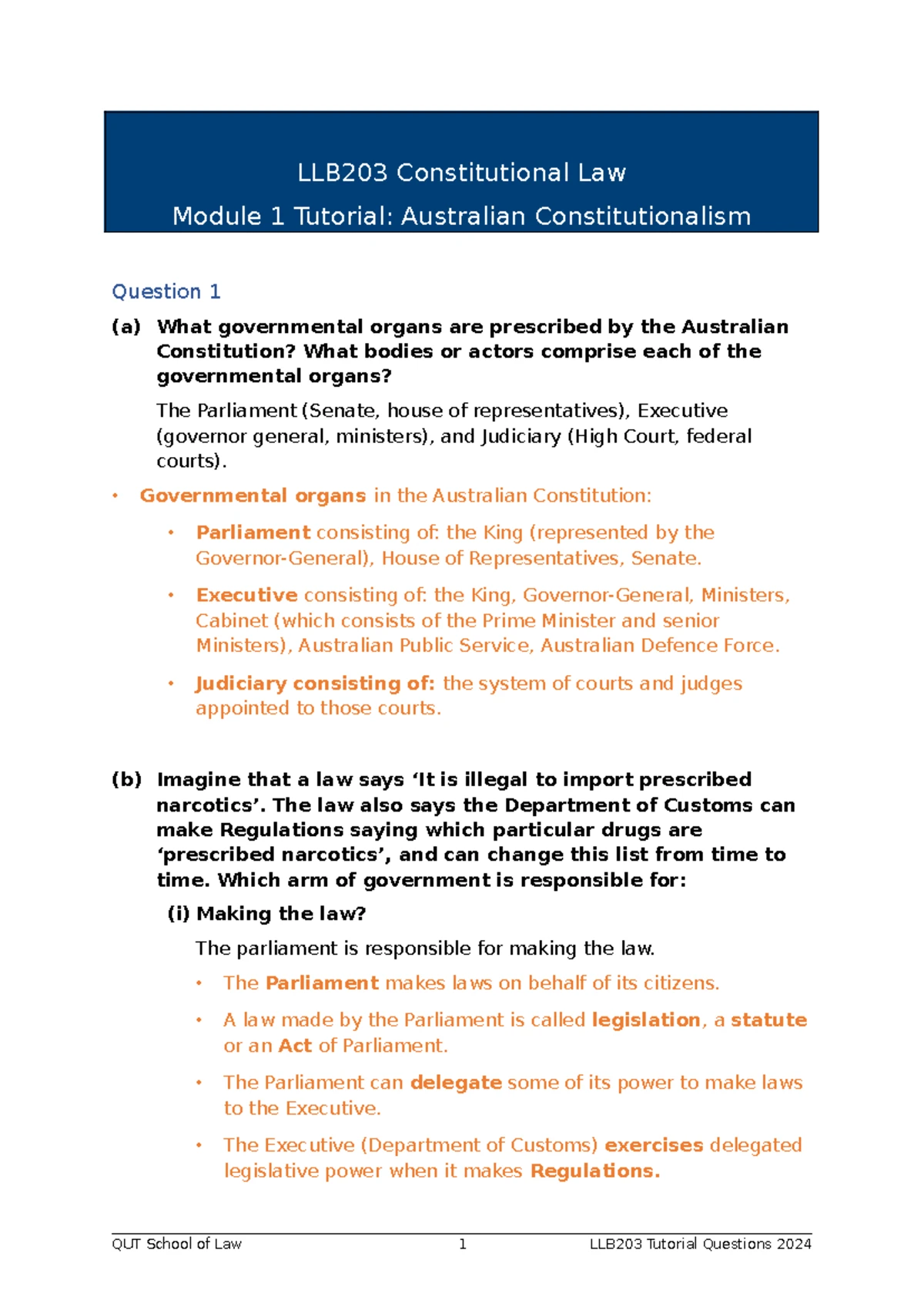 LLB203 Module 4 Tutorial Questions on International Powers Analysis ...