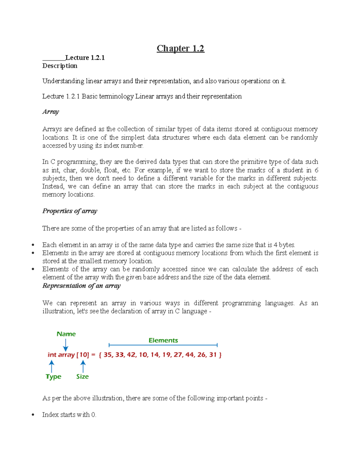 Chapter - 1 - Lecture 2 notes - Chapter 1. Lecture 1. Description ...