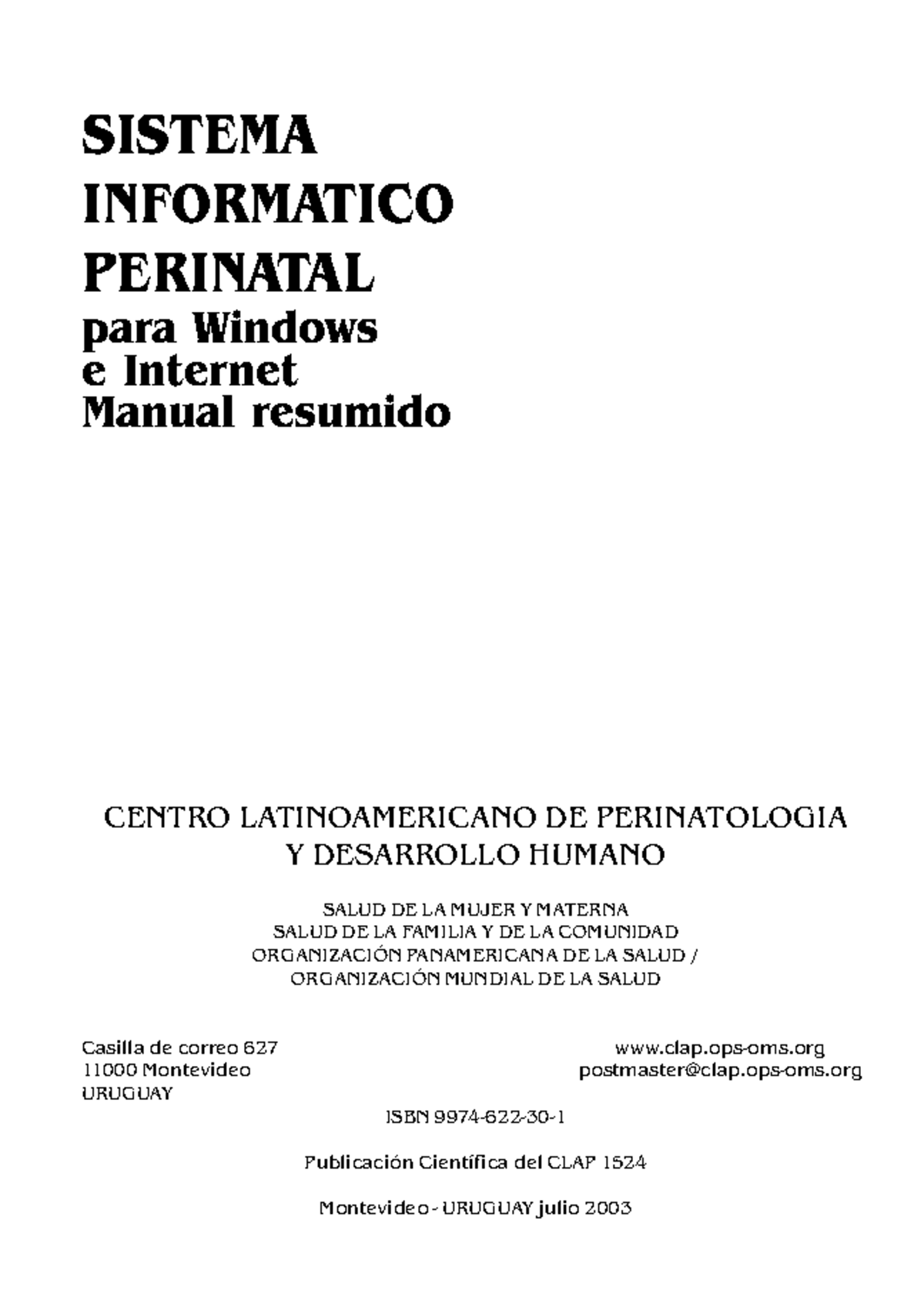 Manual Resumido del Sistema Informático Perinatal - SIP CLAP 1524 - Studocu