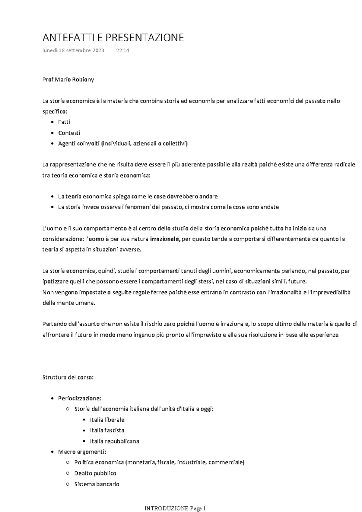 Storia Economica: Analisi e Sviluppi dal Regno di Sardegna a Oggi - Document Preview