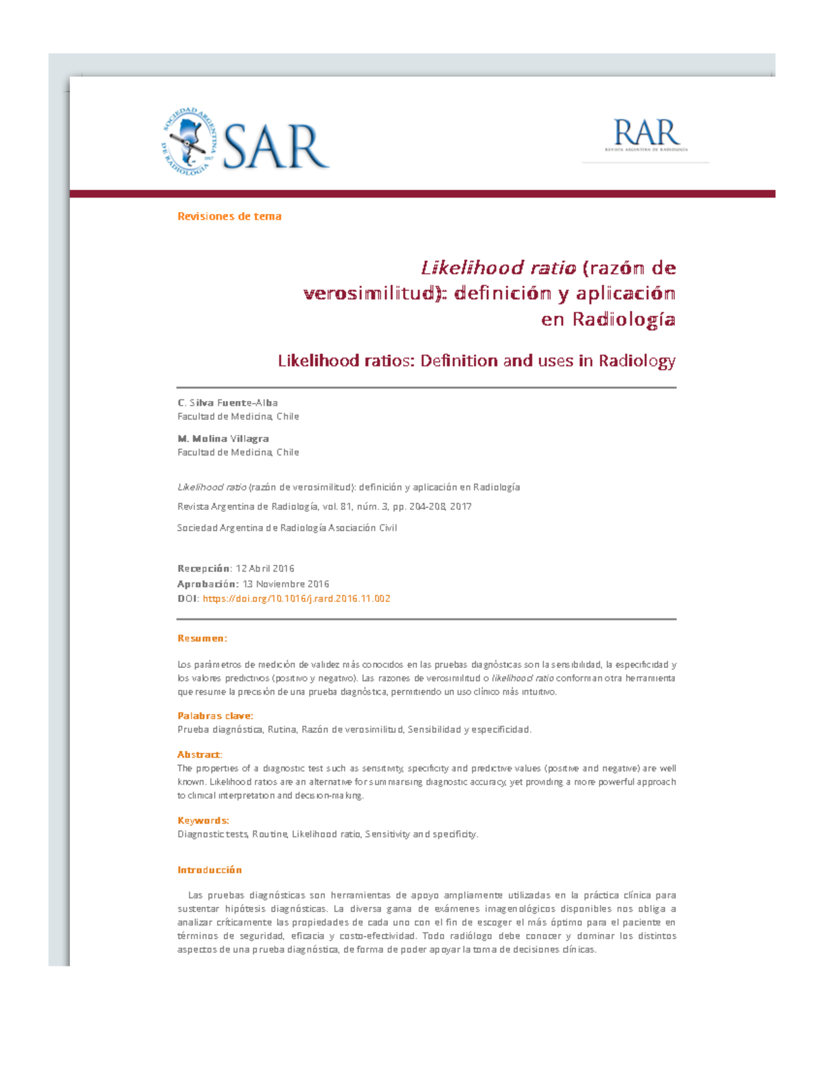 Likelihood ratio (razón de verosimilitud)- definición y aplicación en ...