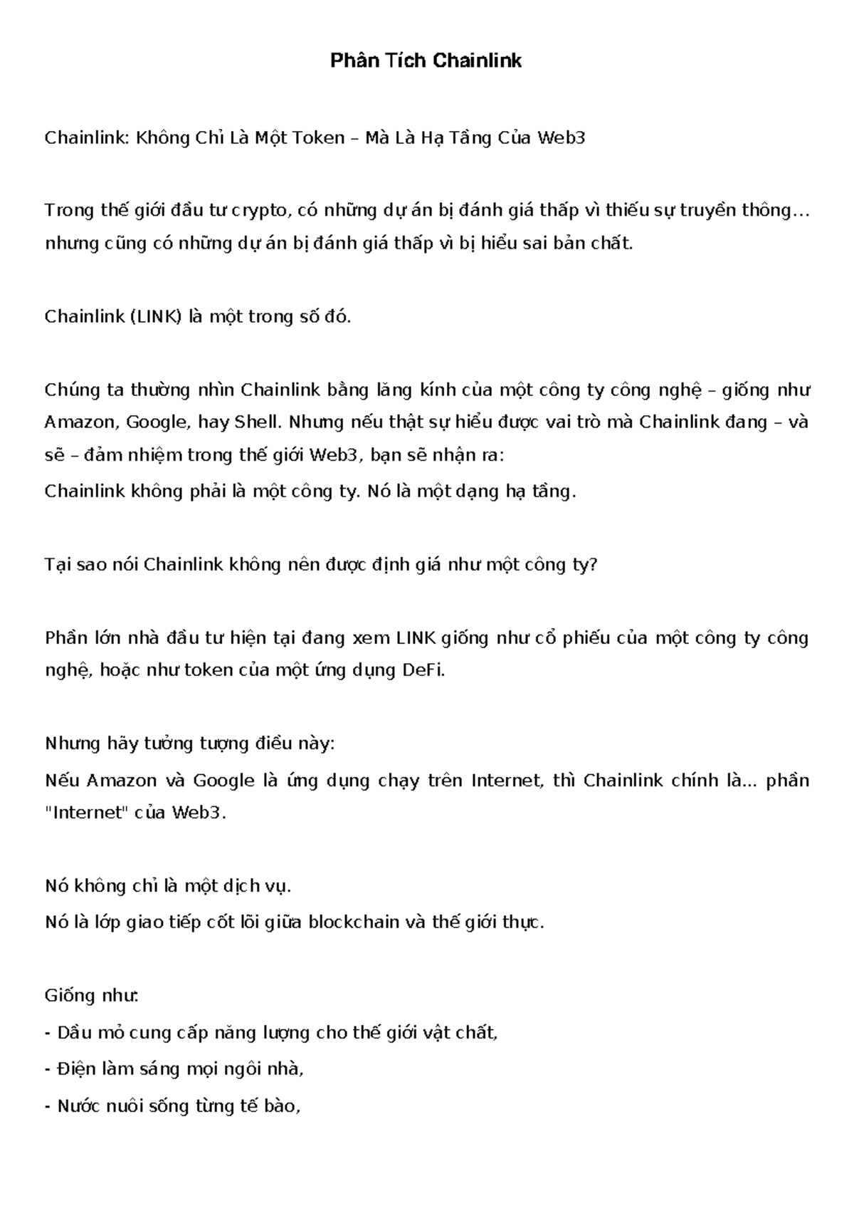 Phân Tích Chainlink: Hạ Tầng Cốt Lõi Của Web3 - Studocu