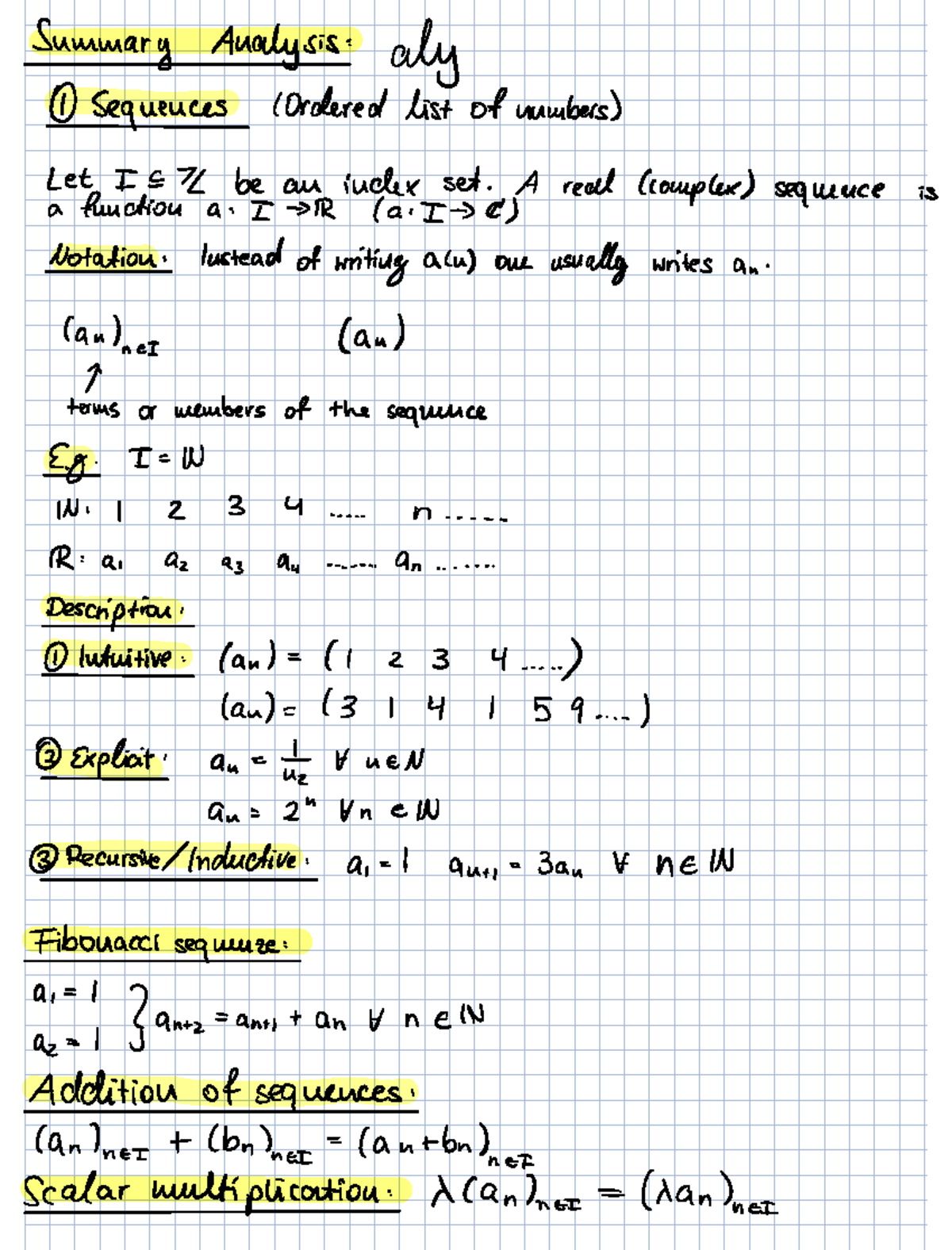 HM1 1 - Summary of Ordered Sequences and Convergence Properties - Studocu