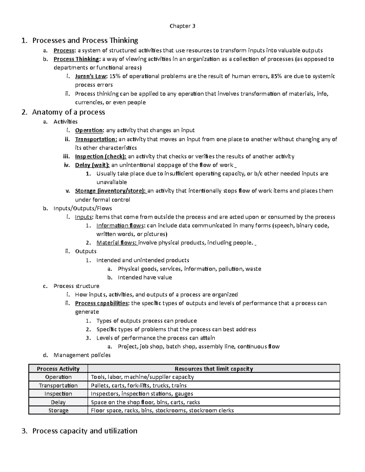 Chapter 3: Managing Processes and Capacity in Operations Management ...
