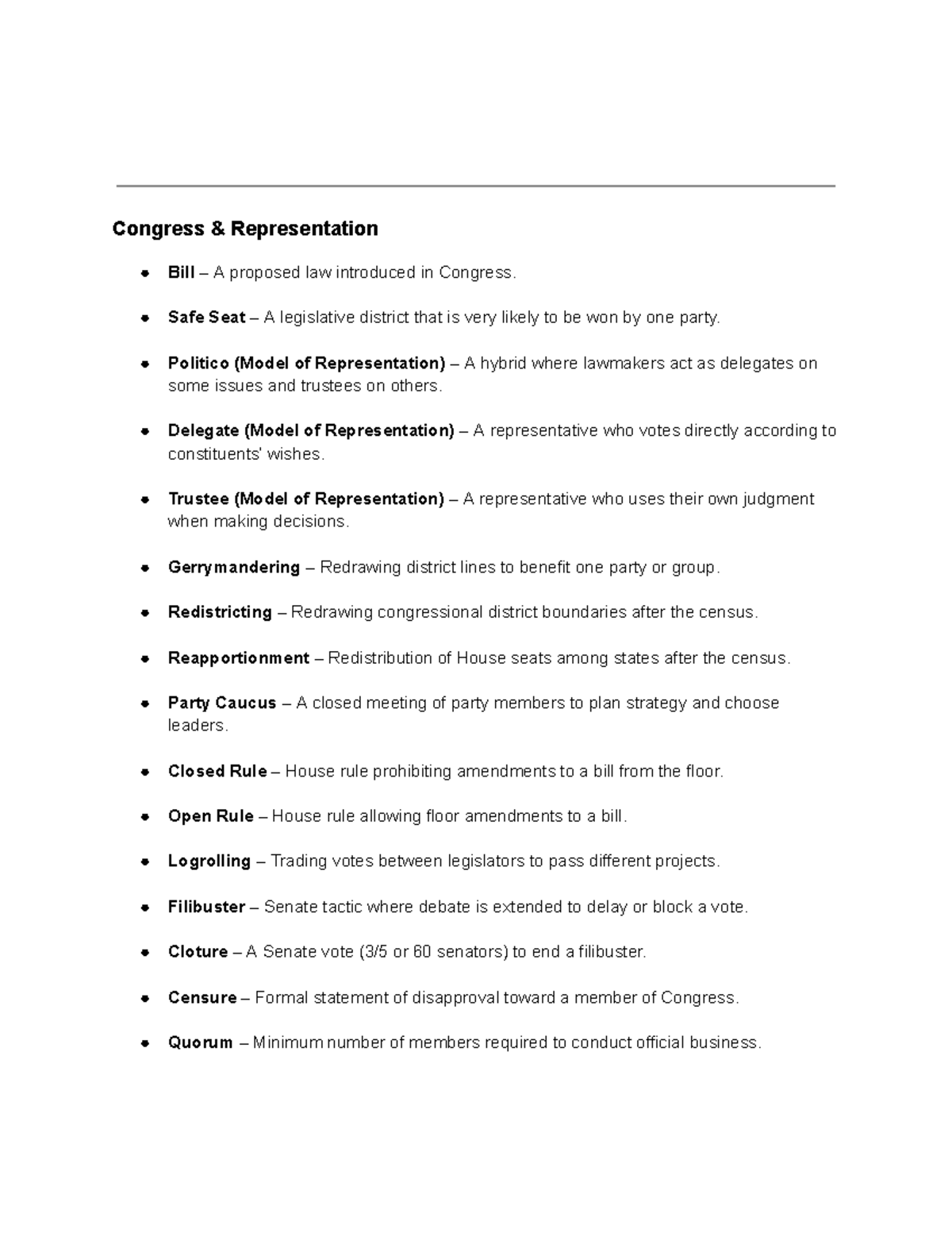 AP Gov Unit 2 Vocab Study Guide for Key Terms and Concepts - Studocu