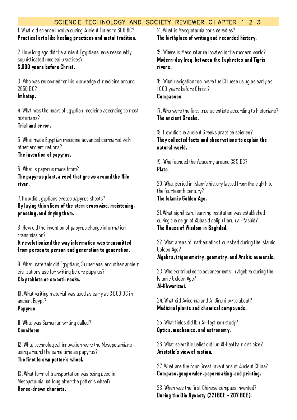 SCIENCE TECHNOLOGY AND SOCIETY REVIEWER CHAPTERS 1-3 OVERVIEW - Studocu
