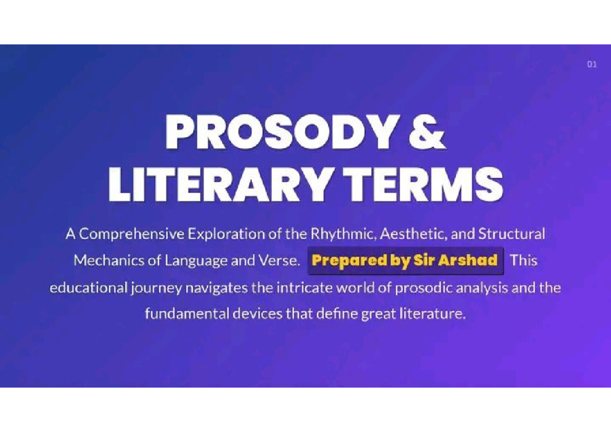 ENG 201: Prosody & Literary Terms - An In-Depth Study of Rhythm and ...