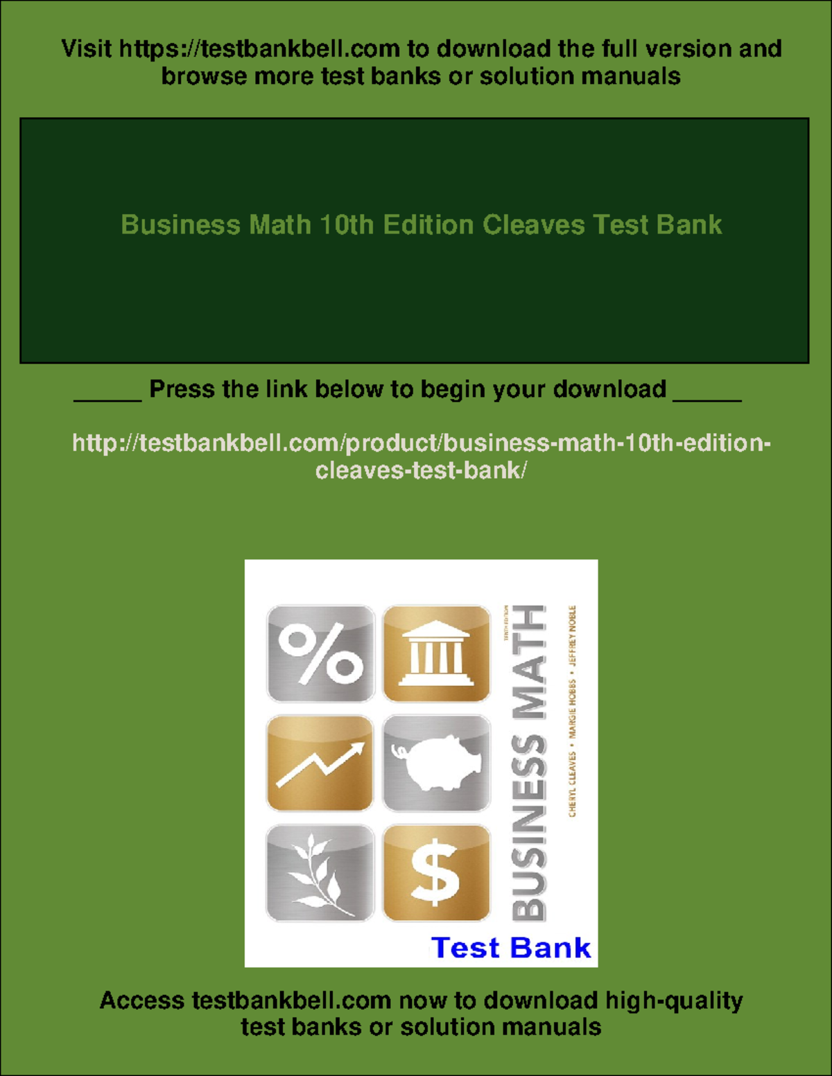 Business Math 10th Edition Cleaves Test Bank - Download Access - Studocu