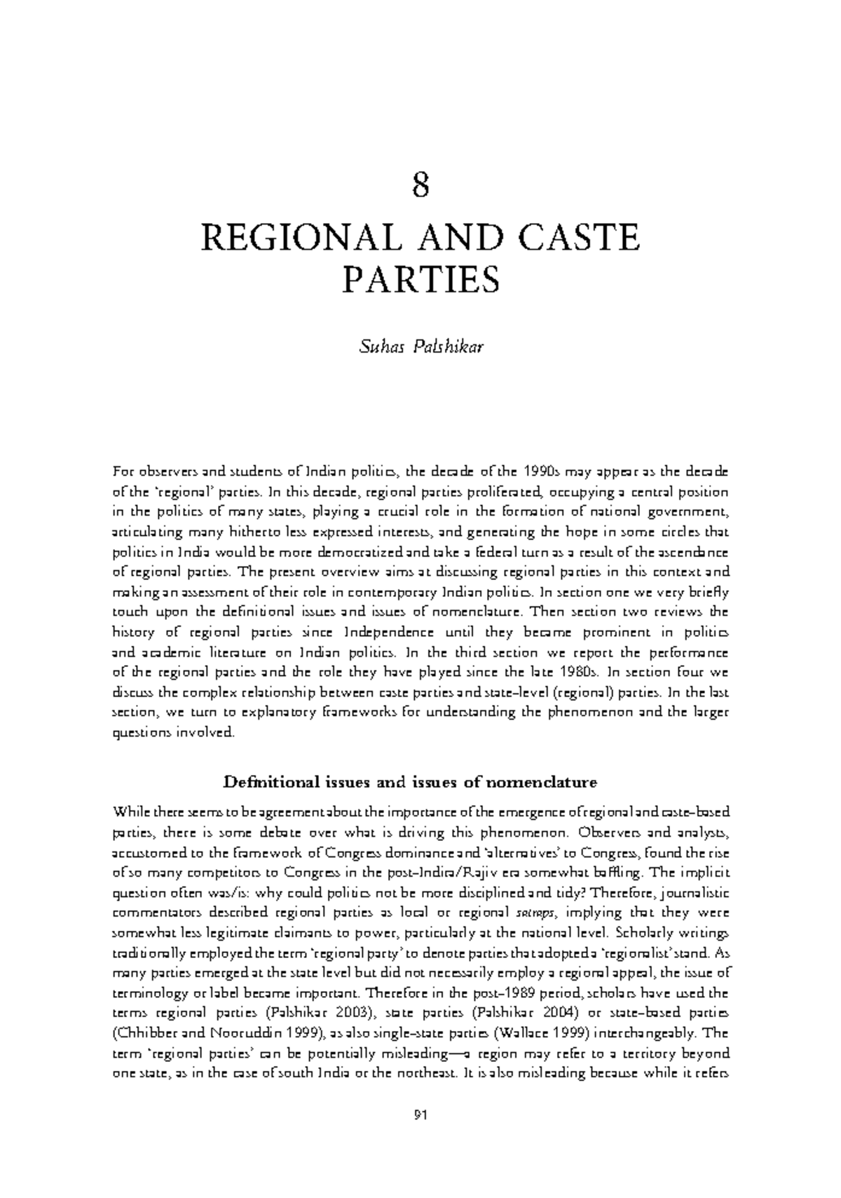 Regional and Caste Parties in Indian Politics: An Analytical Overview ...