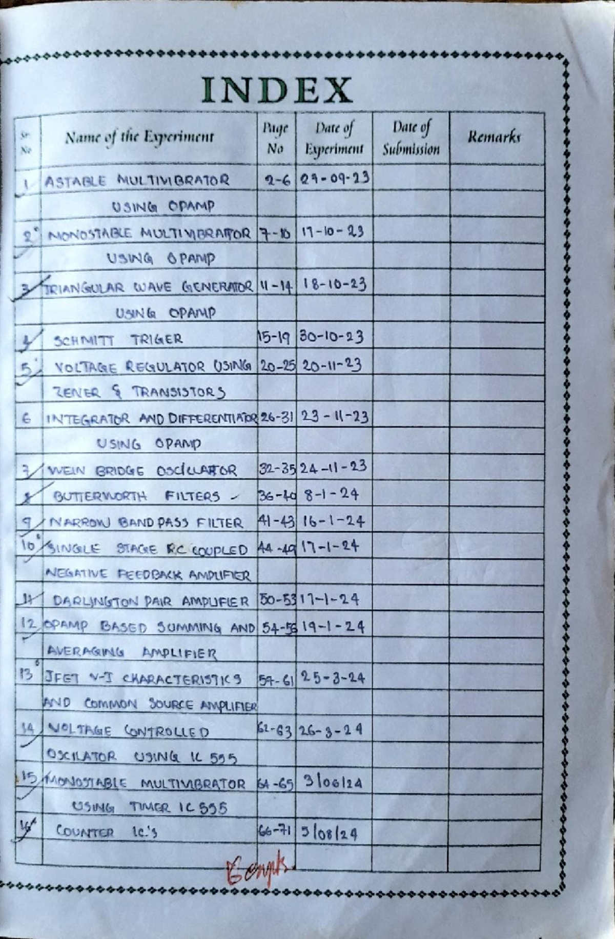 Electronics Practical Record - MSc Physics - Studocu