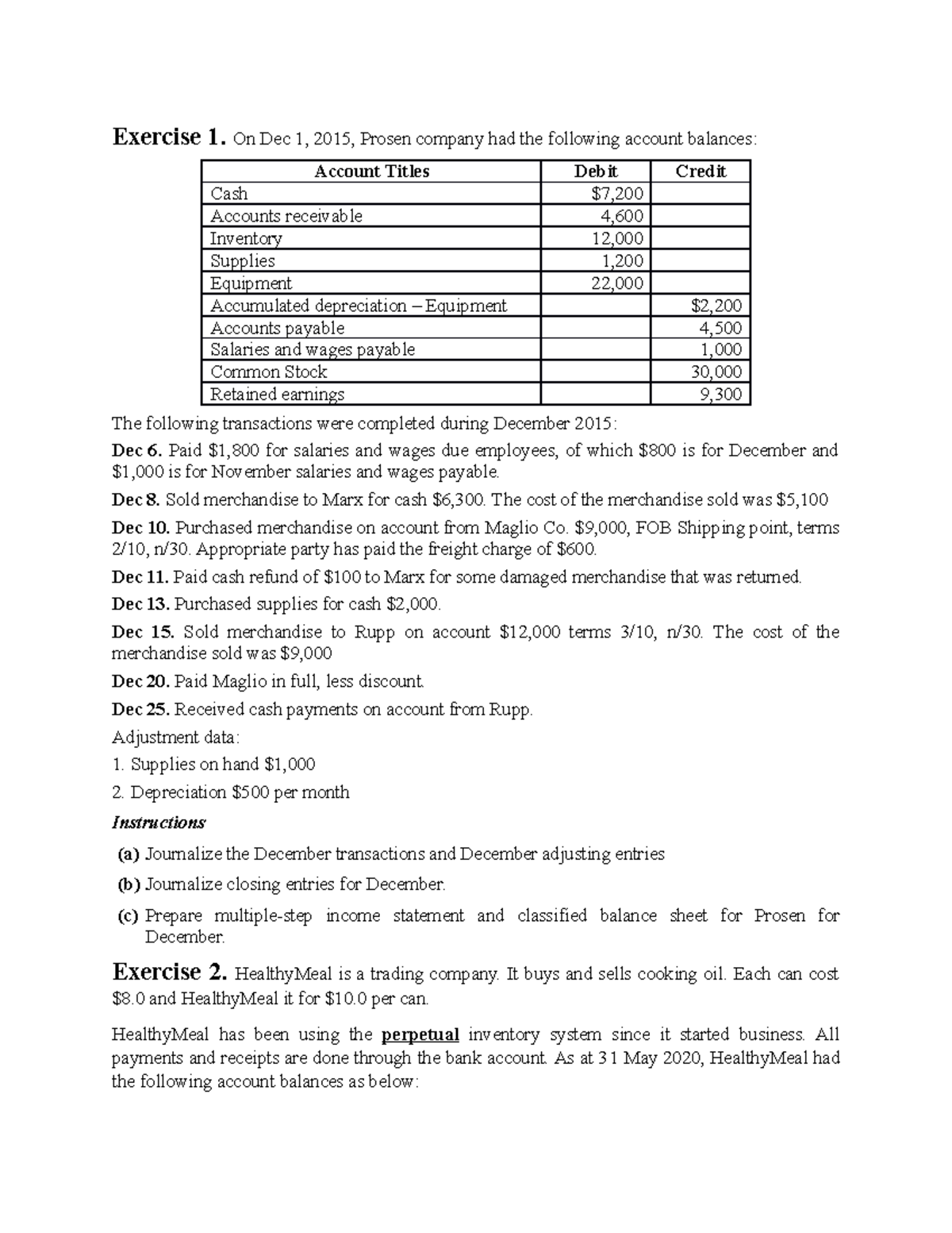 Past Paper - Đawada Accounting Exercises and Adjustments - Studocu