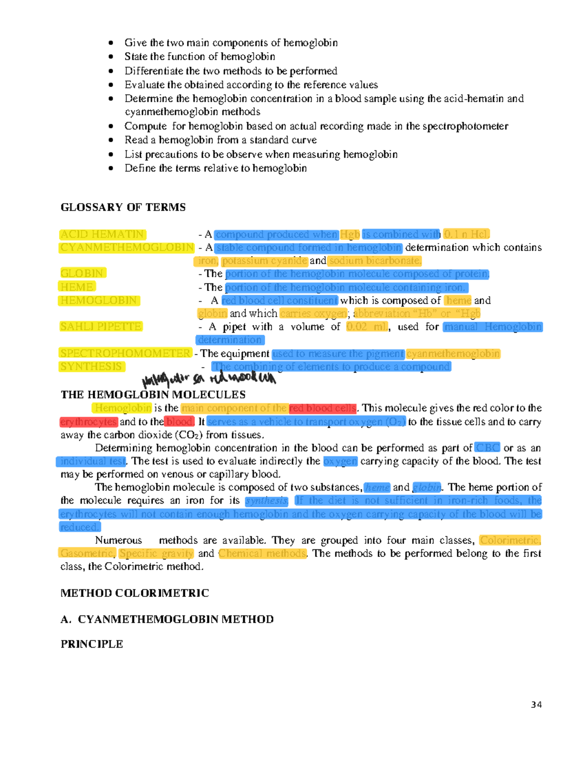 Lab hema notes 250130 235257 - 34 Give the two main components of ...