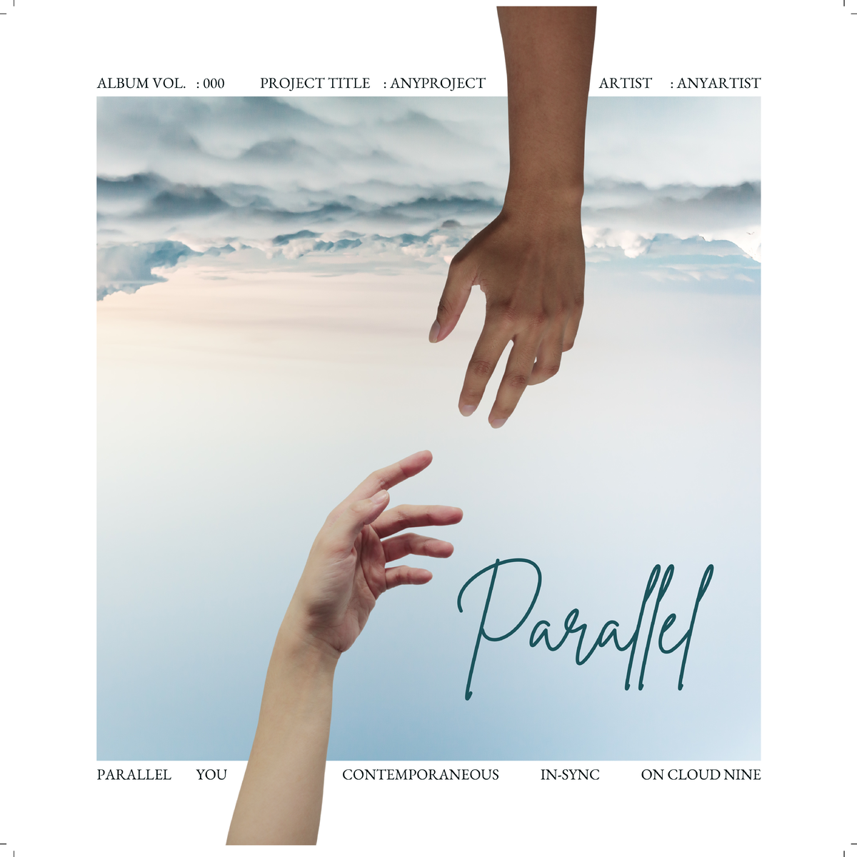 Gray Minimalist Sky with Human Hands Illustration Parallel Album Cover ...
