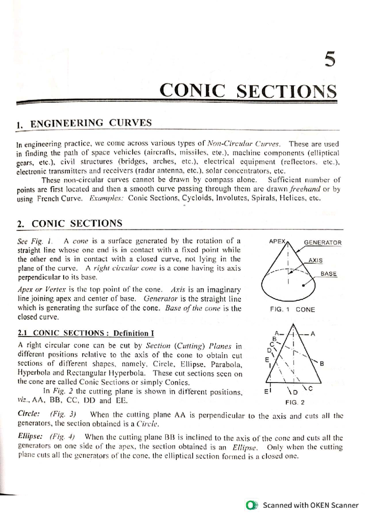 Engineering Drawing: Conic Sections and Curves (ENGR 101) - Studocu