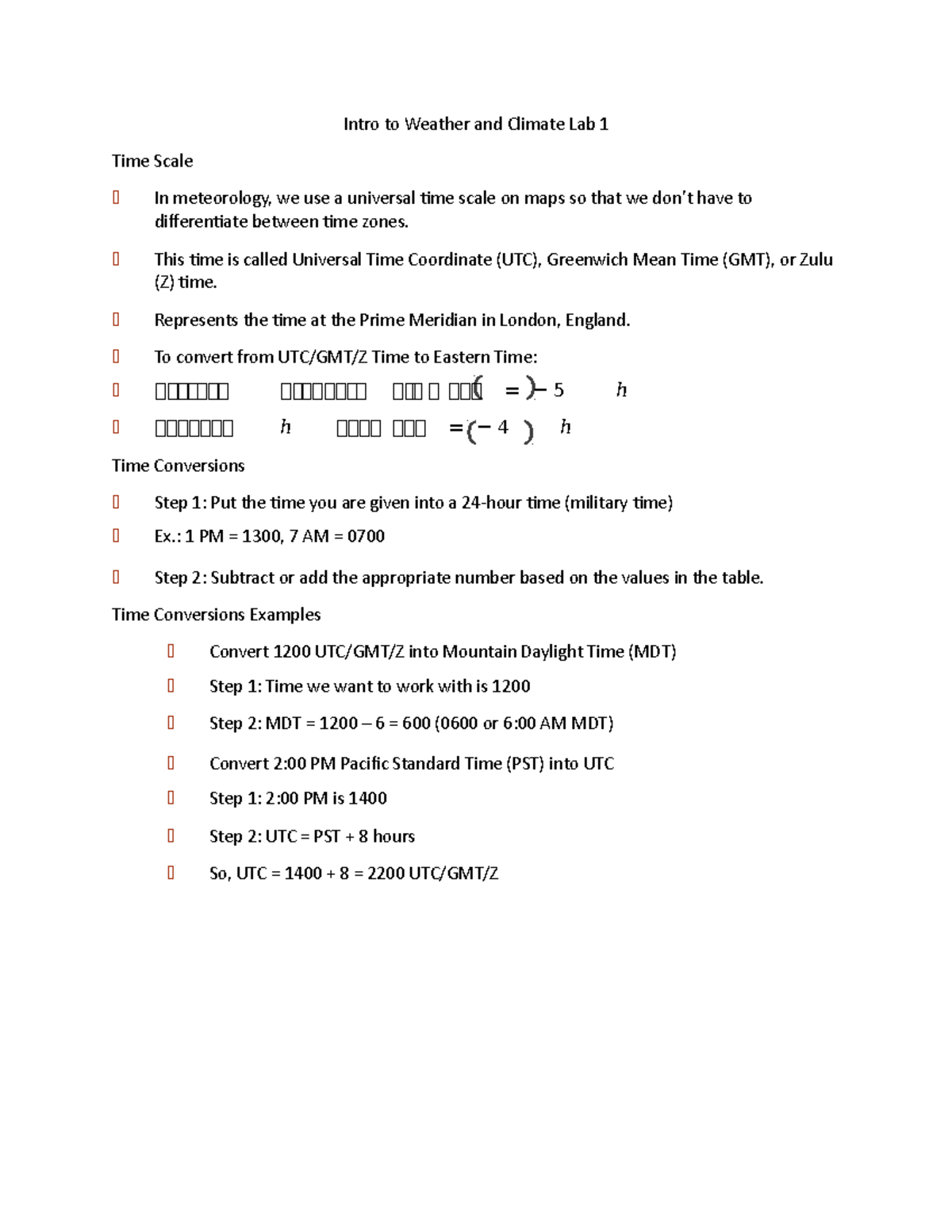 Intro to Weather and Climate Lab 1 - This time is called Universal Time ...