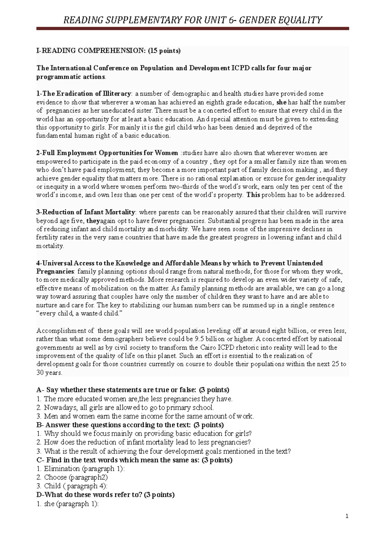 Bai tap doc hieu bo tro Unit 6 Anh 10 thi diem - READING SUPPLEMENTARY ...