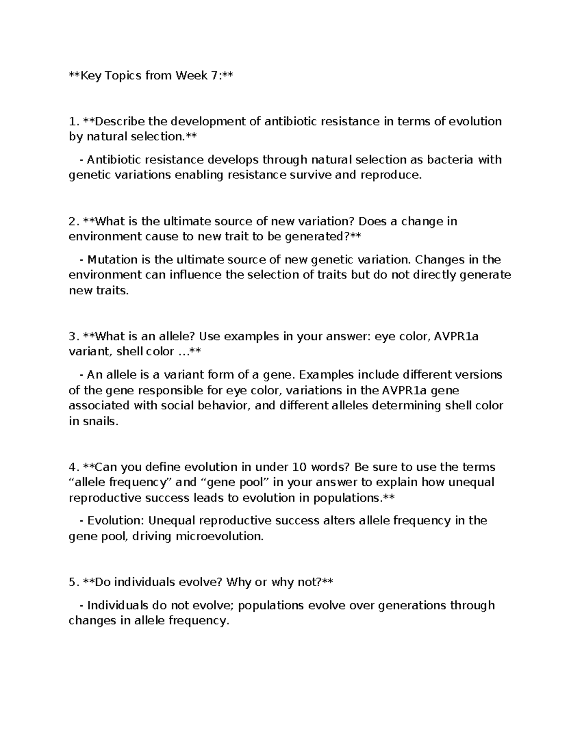 Human Evolution and Population Ecology Concepts (Biology 101 Exam Notes ...