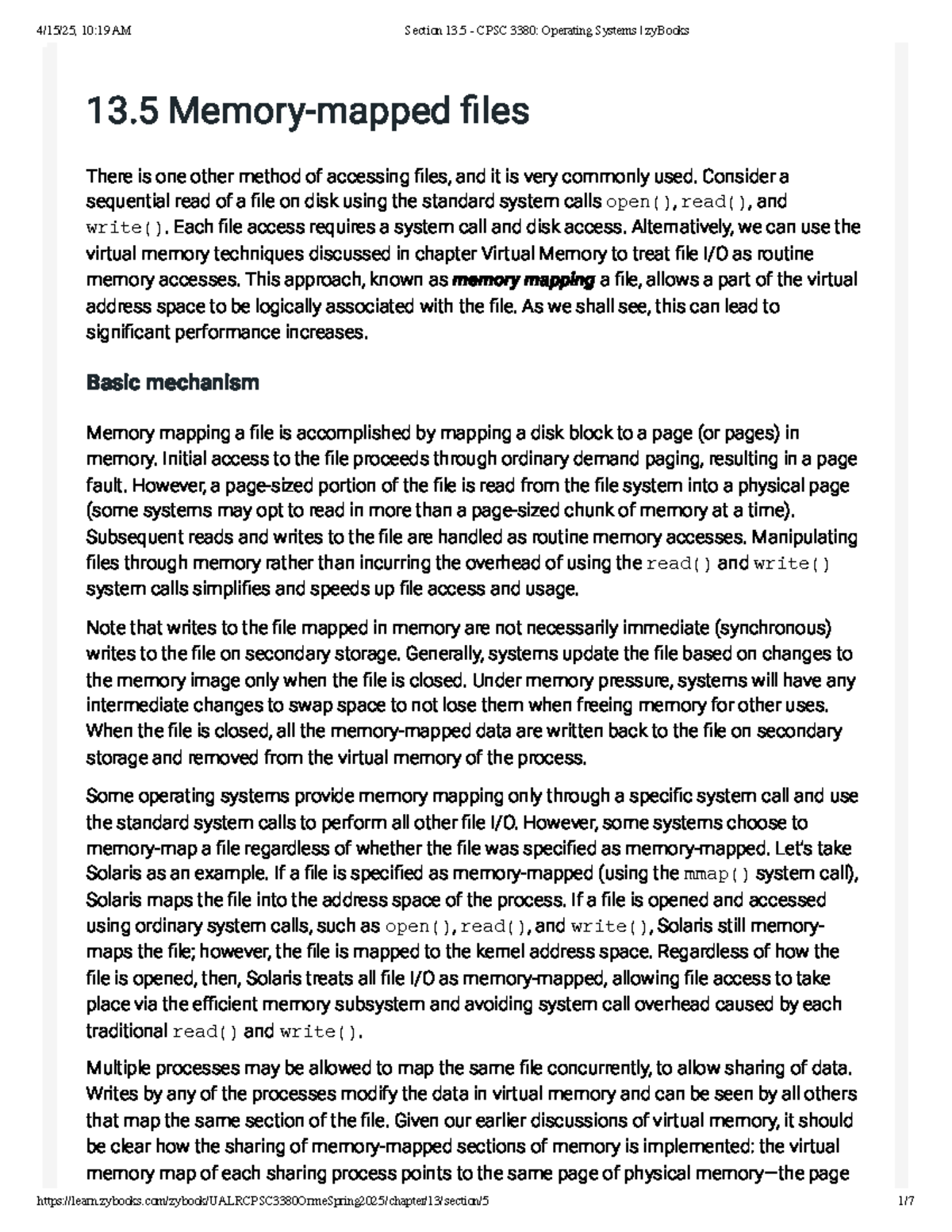 CPSC 3380 Midterm Notes: Efficient File Access with Memory Mapping ...