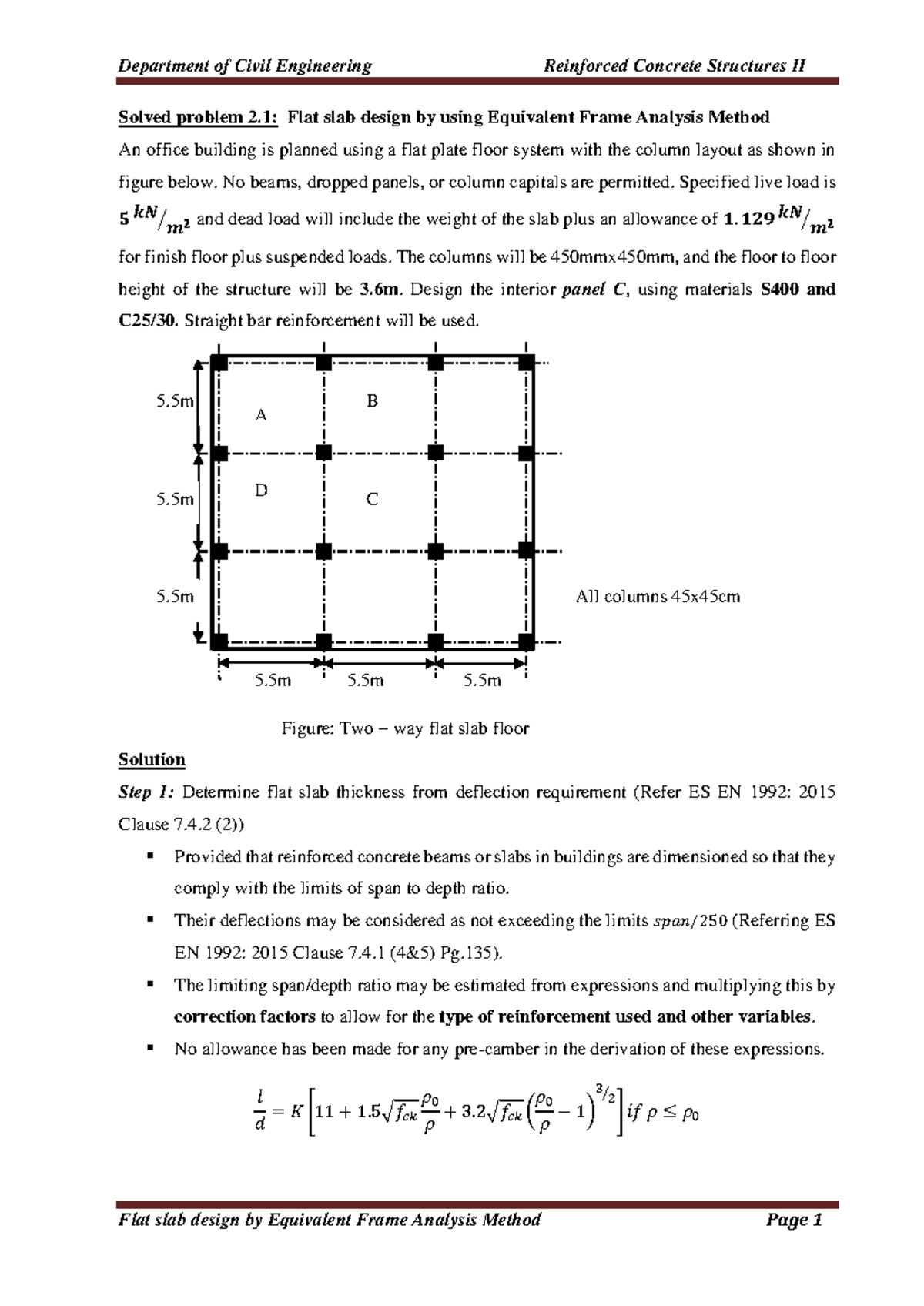 Reinforced Concrete Structures II: Flat Slab Design Using Equivalent ...