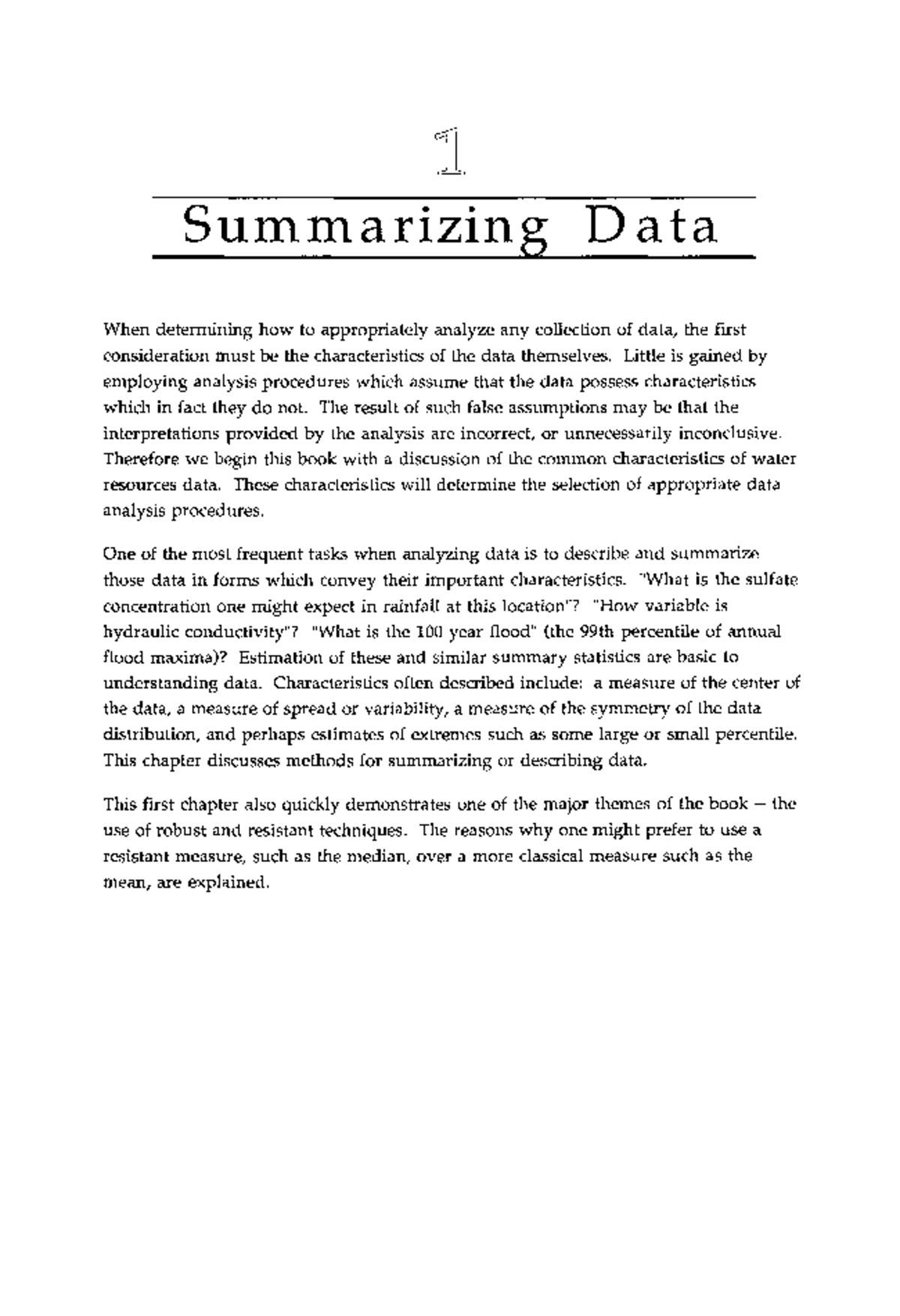 1-Summarizing Data: Statistical Methods in Water Resources (1992) - Studocu