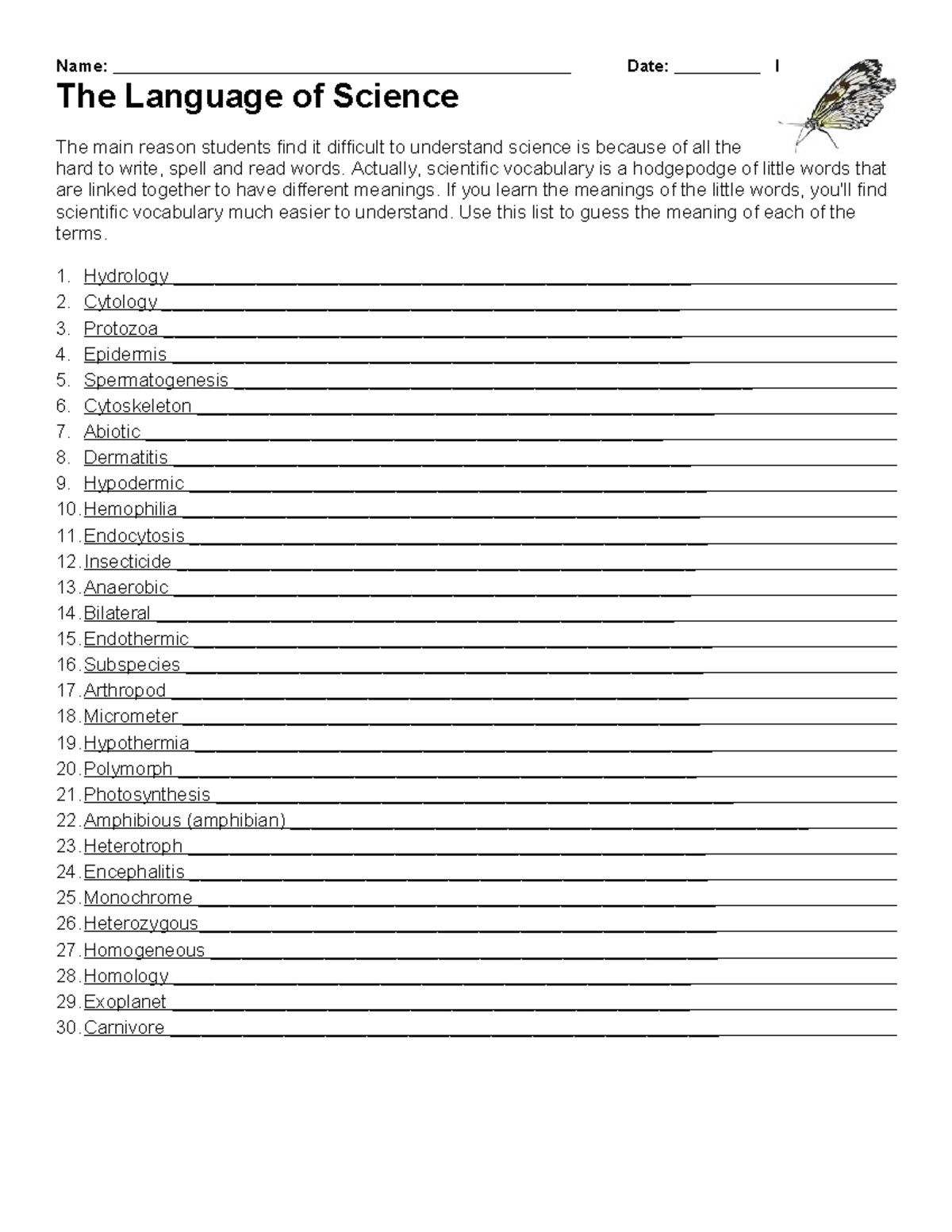 The Language of Science Vocabulary Study Guide - Studocu