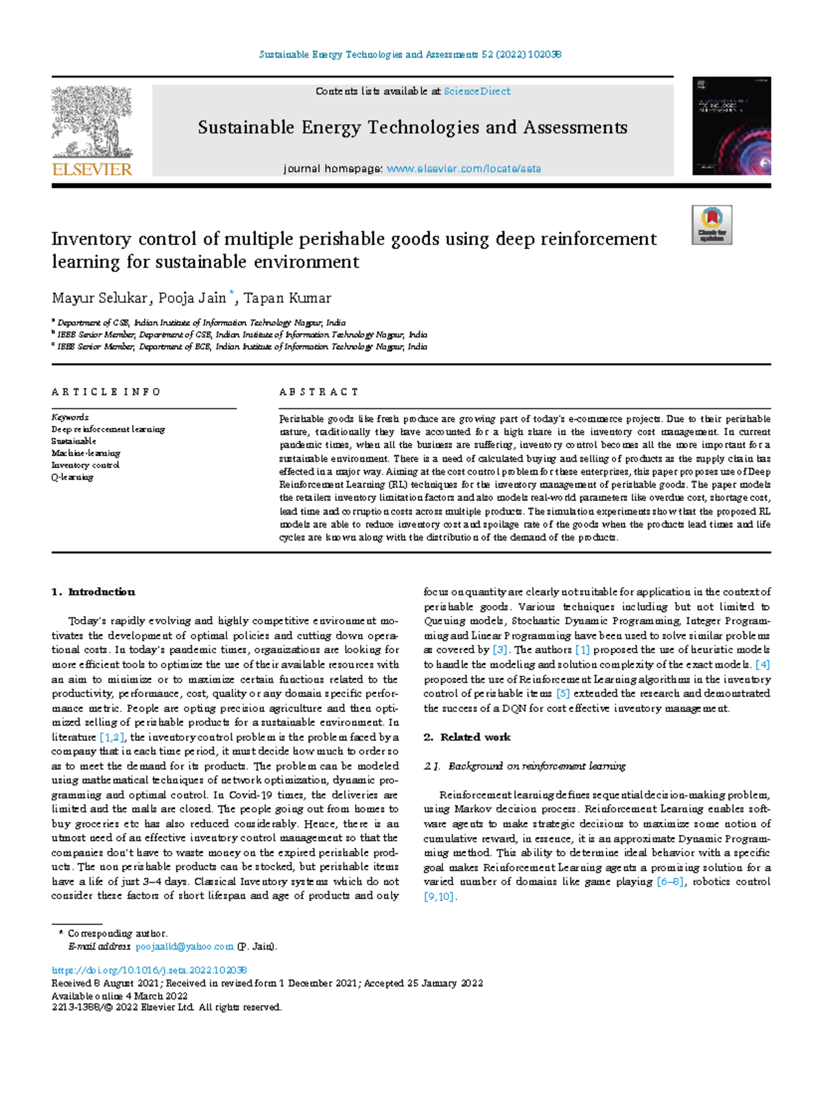 Inventory control of multiple perishable goods using deep reinforcement ...
