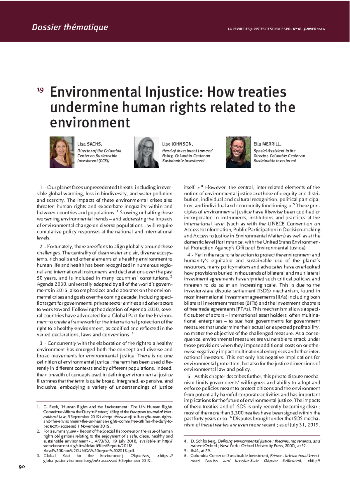 Environmental Injustice: Treaties, ISDS, and Human Rights (LA REVUE DES ...