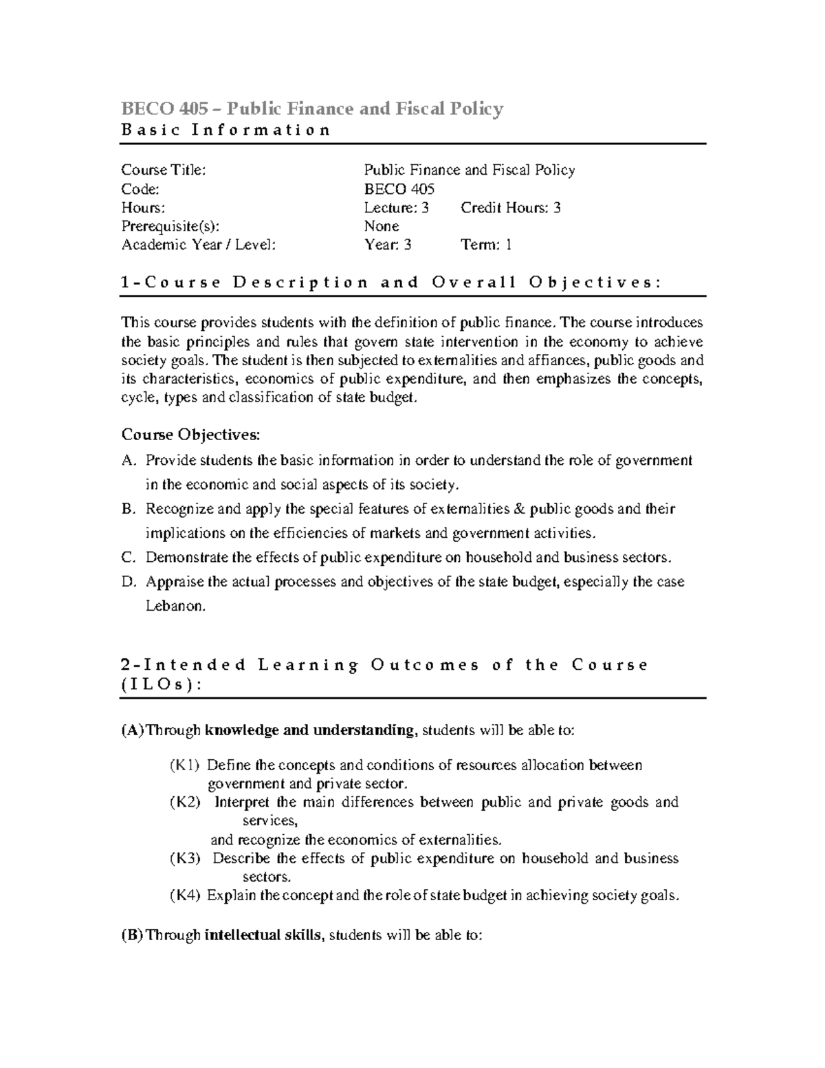 BECO 405 Public Finance & Fiscal Policy Lecture Notes - Studocu