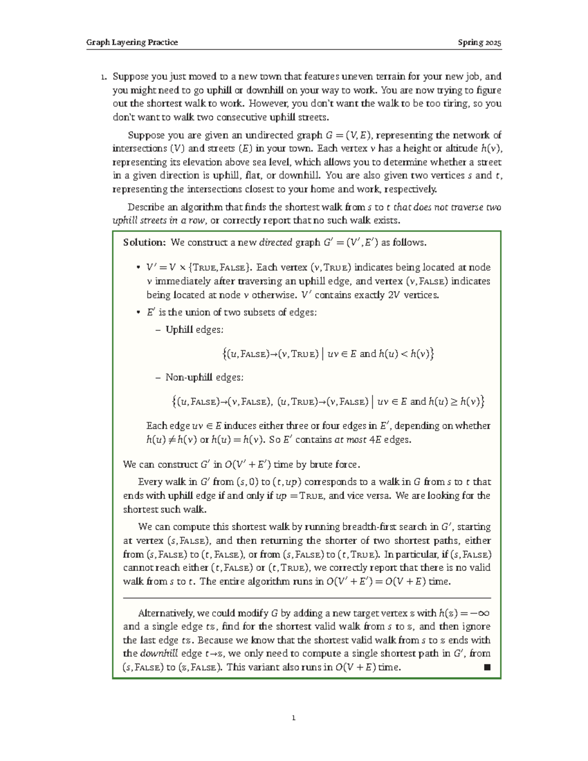 Graph Layering Practice: Shortest Walk Algorithms for Spring 2025 - Studocu