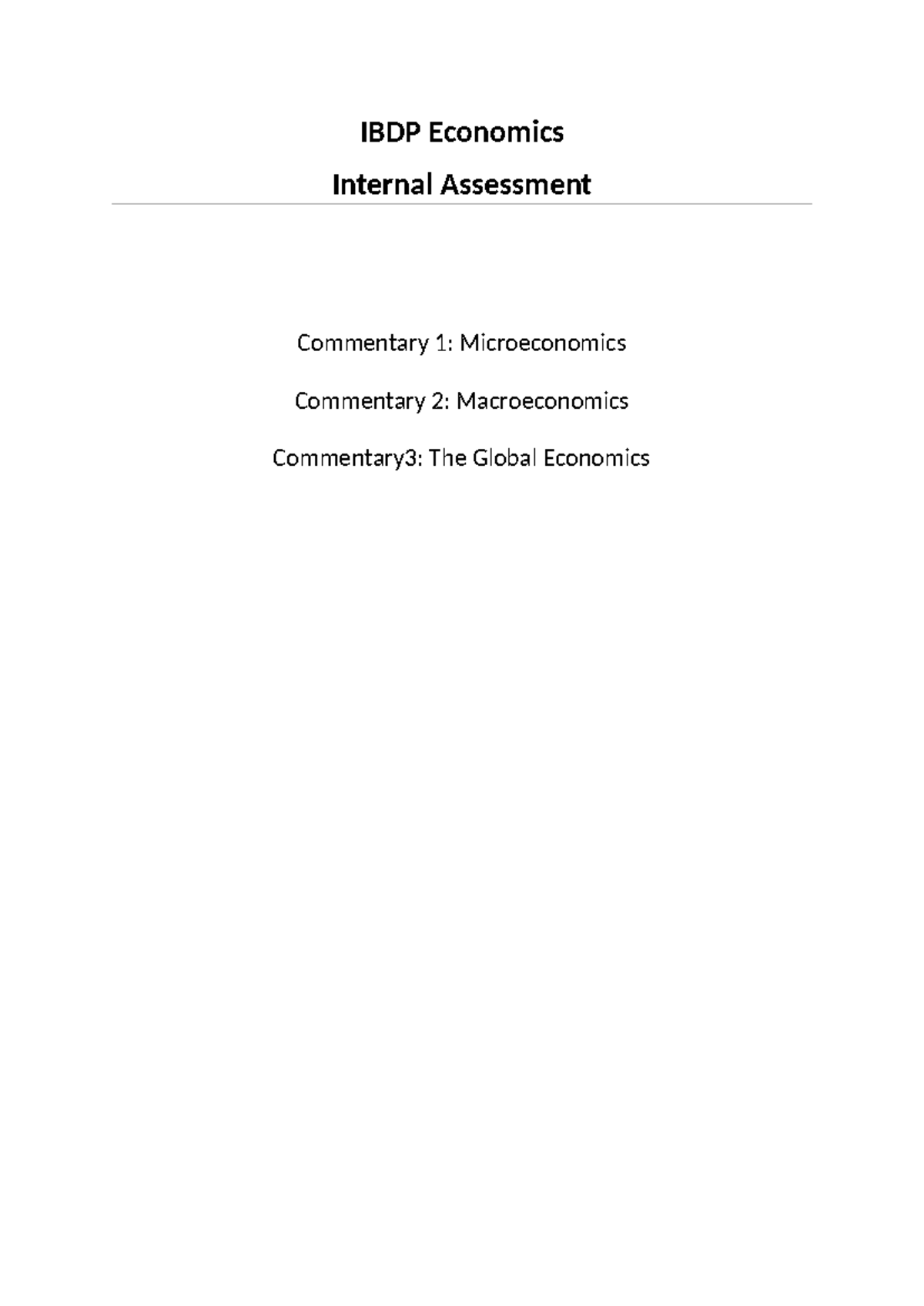 Economics IA - IBDP Commentary Analysis and Structure Guide - Studocu