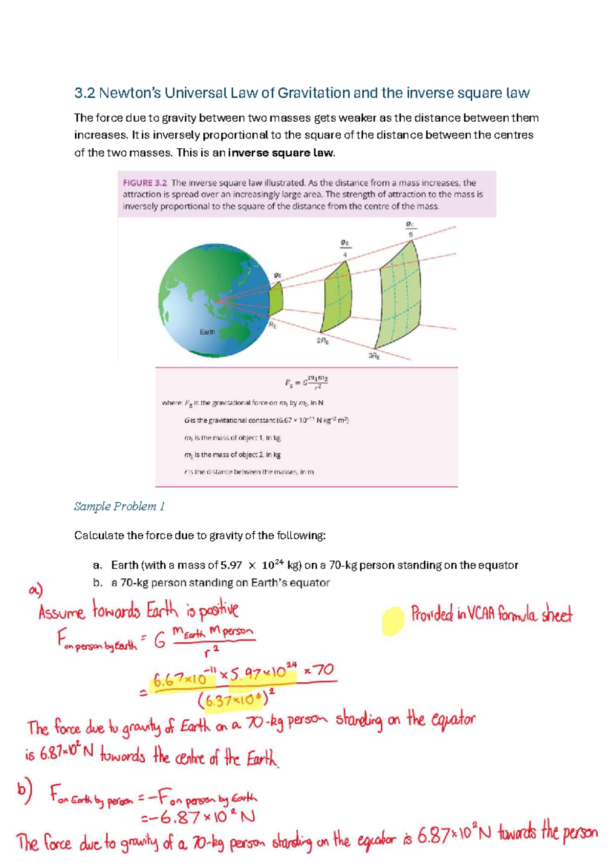 Physics Chapter 3 Notes: Universal Gravitation & Inverse Square Law ...