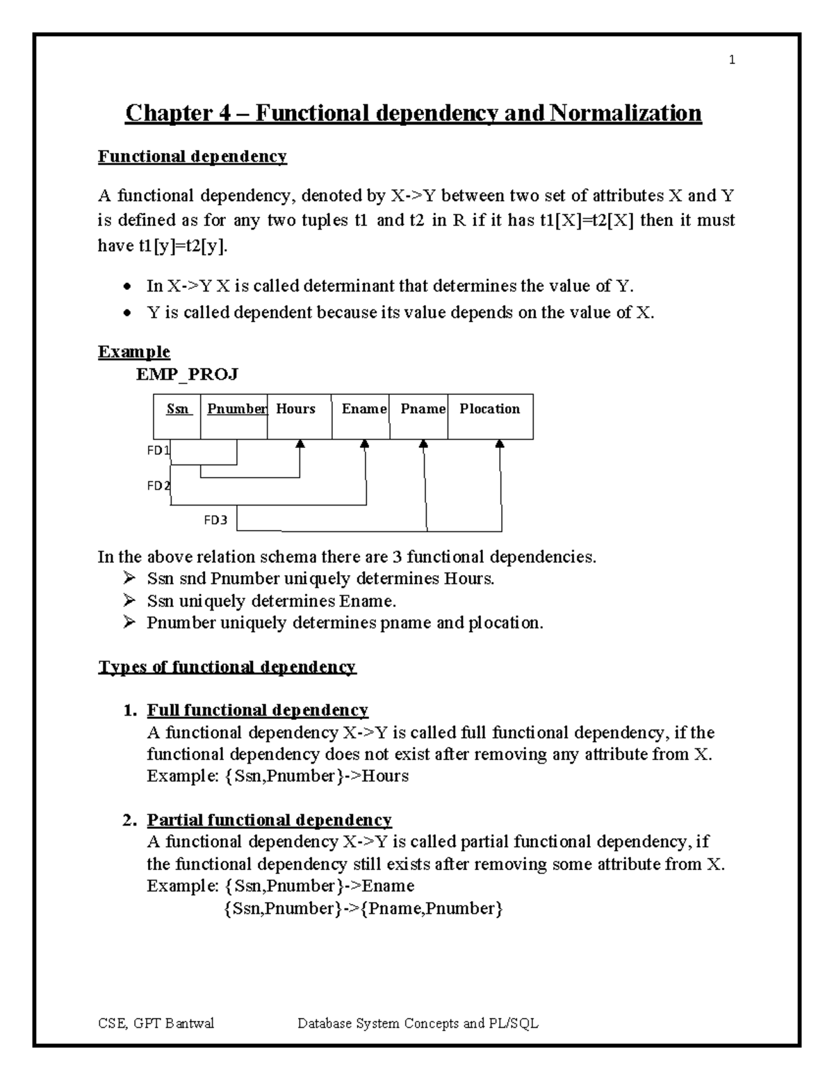 CSE GPT Bantwal Database System Concepts: Chapter 4 on Functional ...