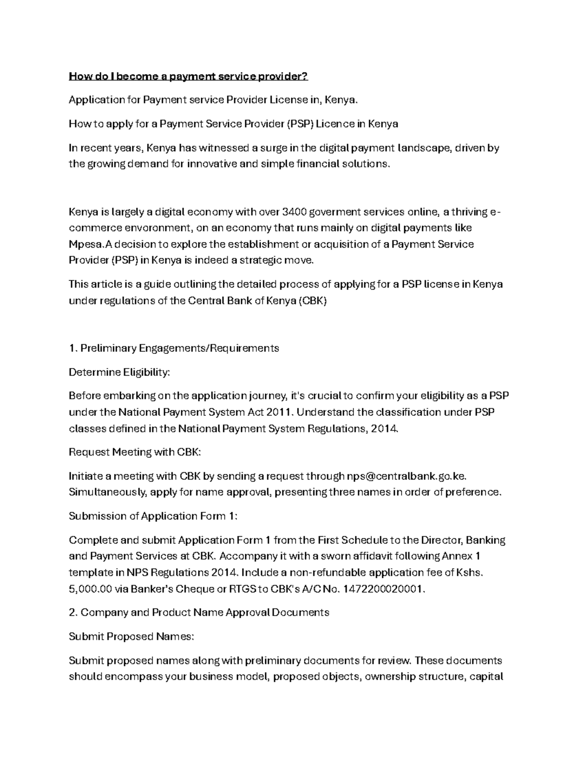 PSP License Application Guide in Kenya - Key Steps Explained - Studocu