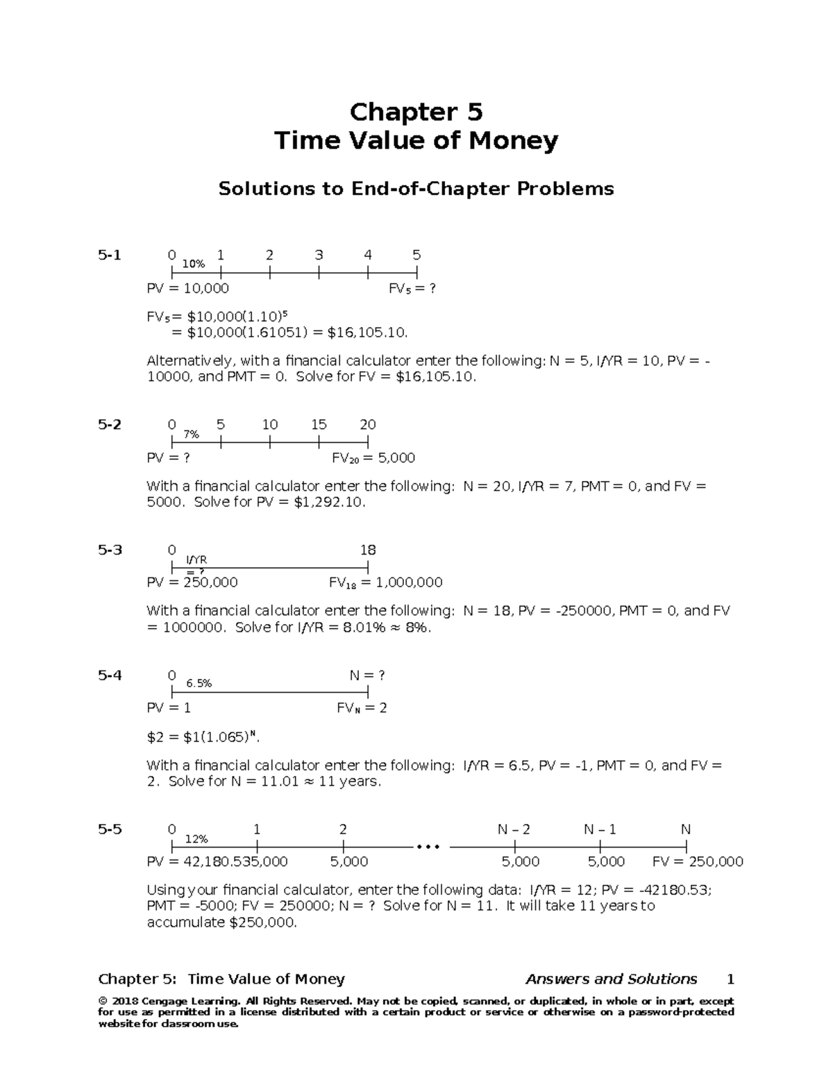Chapter 5: Time Value of Money Solutions and Financial Calculations - Studocu