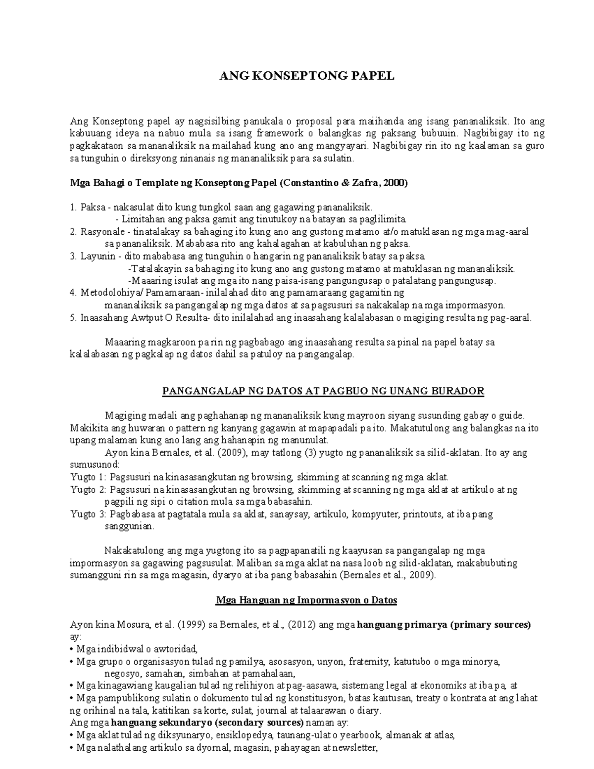 Pagbuo ng Konseptong Papel: Gabay at Template (Kurso IV) - Studocu